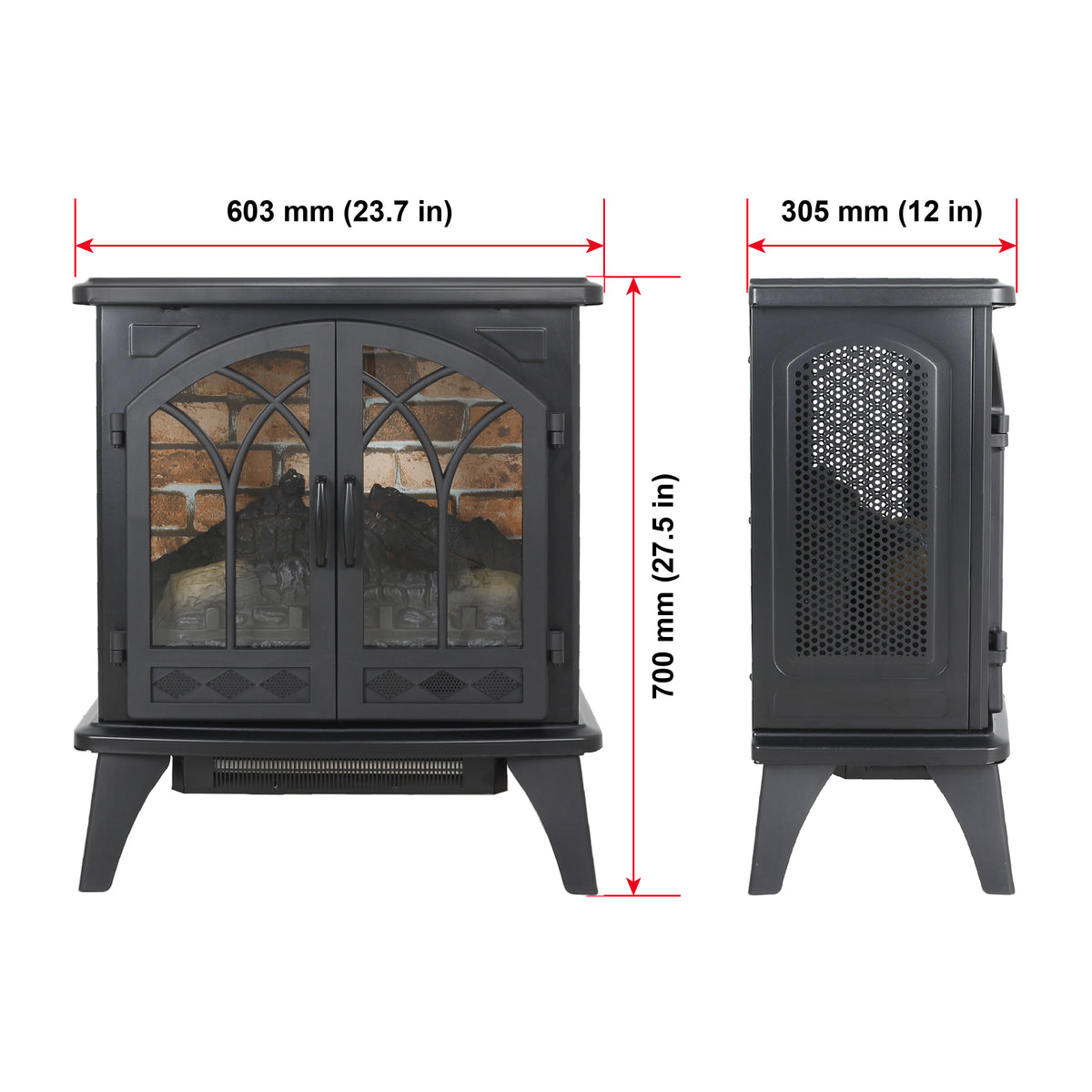 24-Inch 3D Infrared Electric Fireplace Stove with Remote