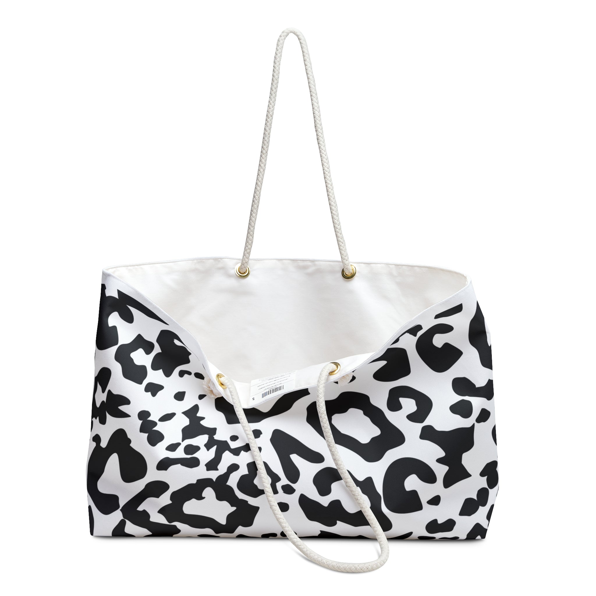Black & White Leopard Print Weekender Bag — Large Travel Tote