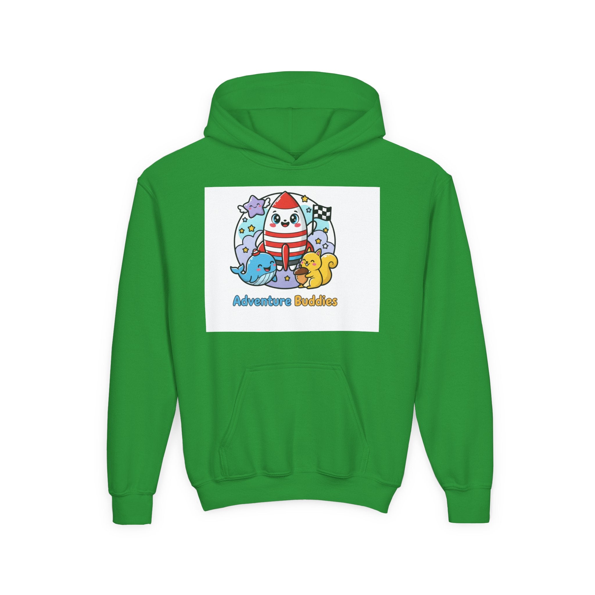 Adventure Buddies Youth Hoodie — Cute Rocket & Sea Creatures Kids Sweatshirt