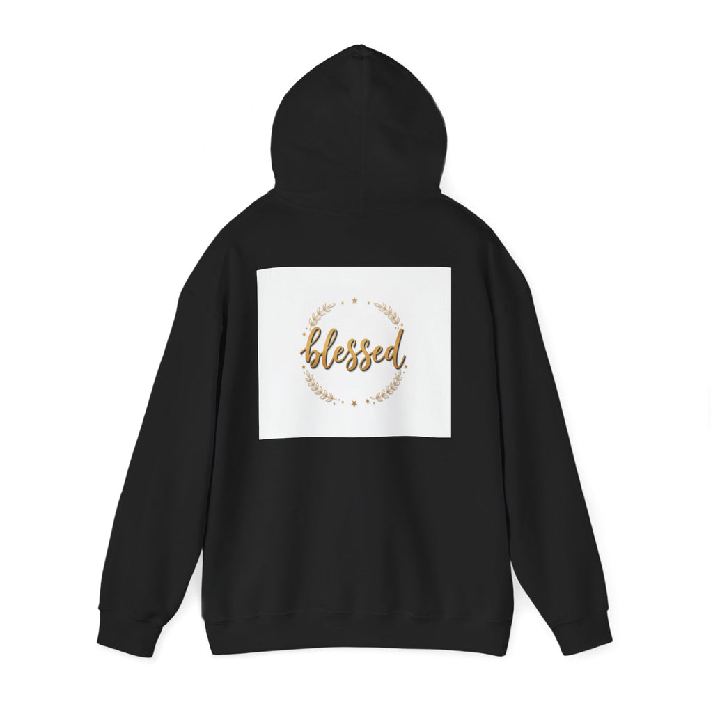 Blessed Hoodie — Gold Script Wreath Comfort Pullover