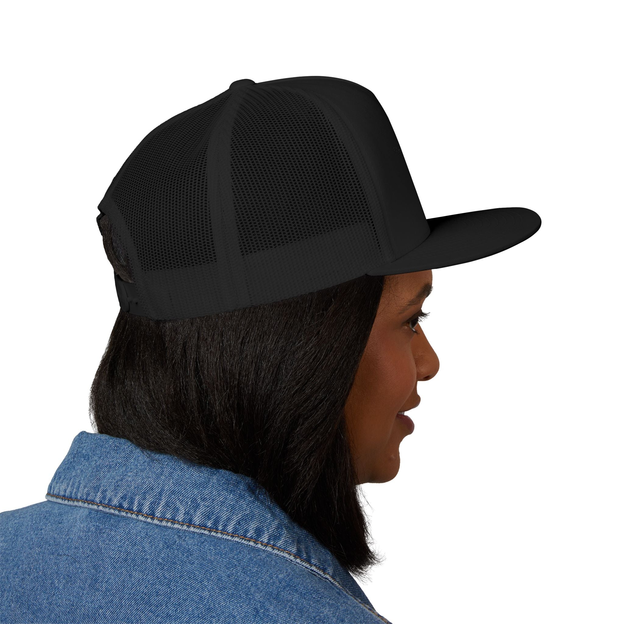Embroidered Trucker Cap — Minimal Text Mesh Snapback