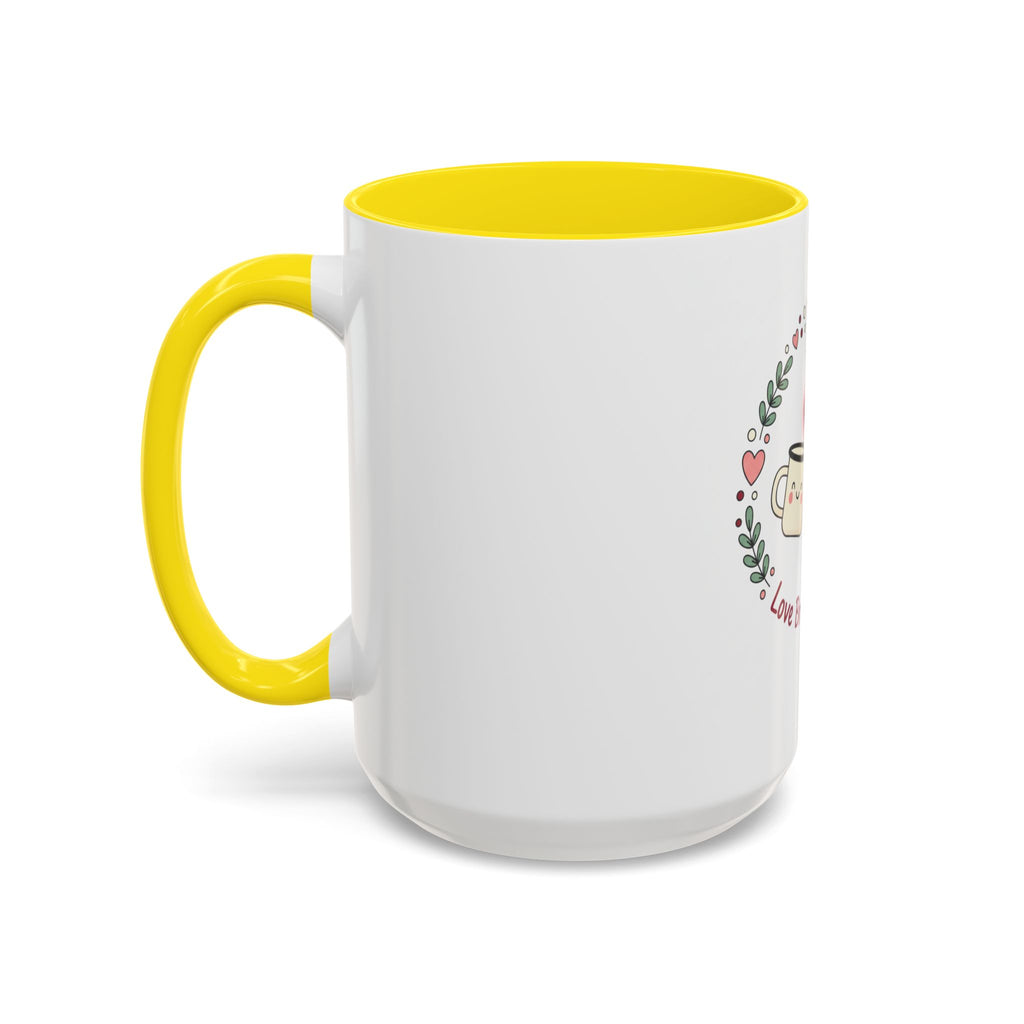 Love Brewed Here Coffee Mug — Cute Kawaii Couples Mug (11/15oz)