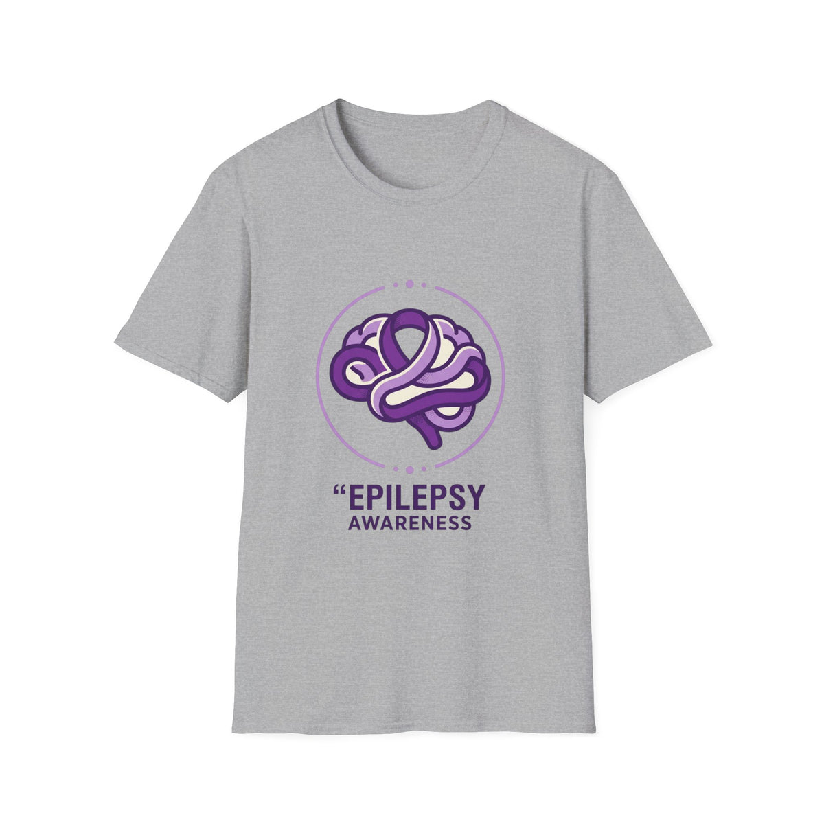 Epilepsy Awareness T-Shirt — Purple Ribbon Brain Design