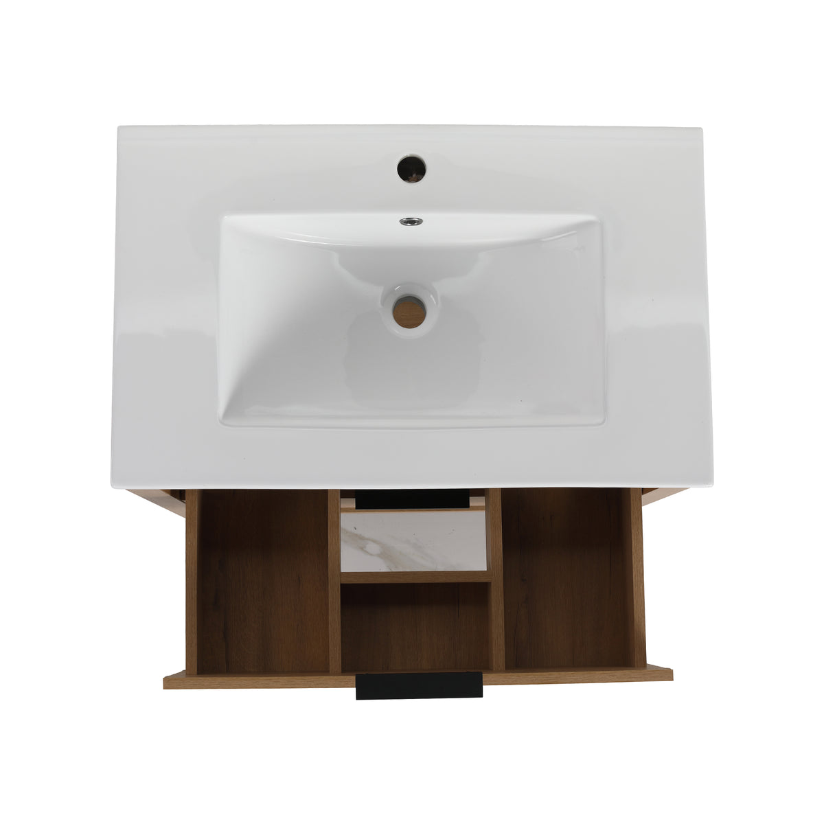 30" Freestanding Bathroom Vanity in Oak Finish with 2 Soft-Close Drawers