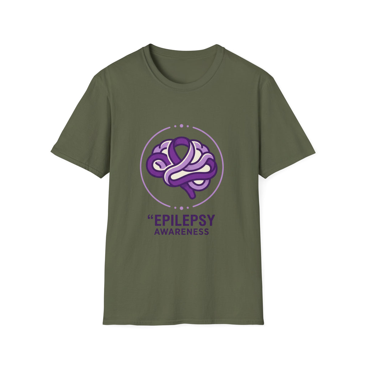 Epilepsy Awareness T-Shirt — Purple Ribbon Brain Design