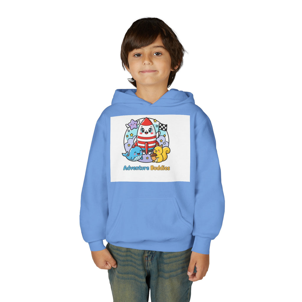 Adventure Buddies Youth Hoodie — Cute Rocket & Sea Creatures Kids Sweatshirt
