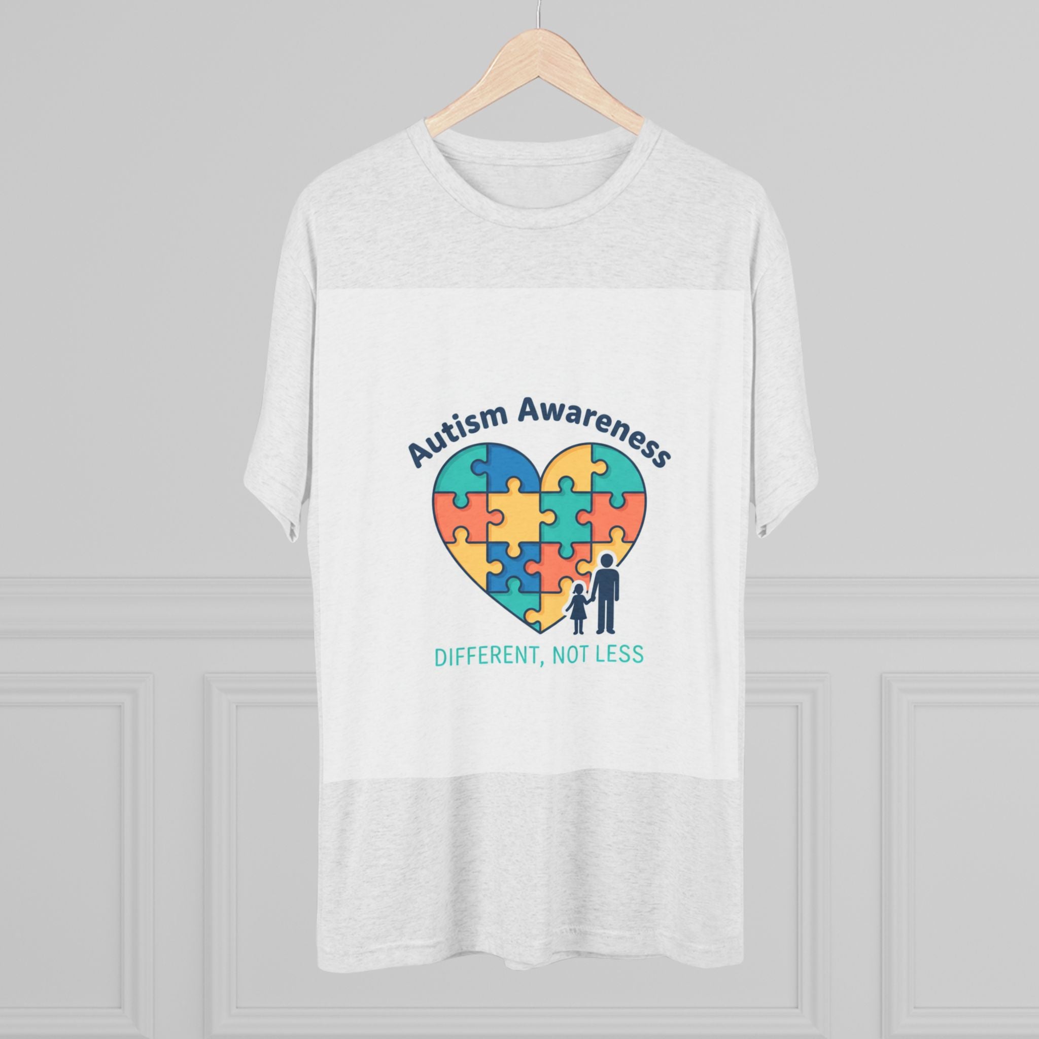 Autism Awareness Heart Puzzle T-Shirt — "Different, Not Less"