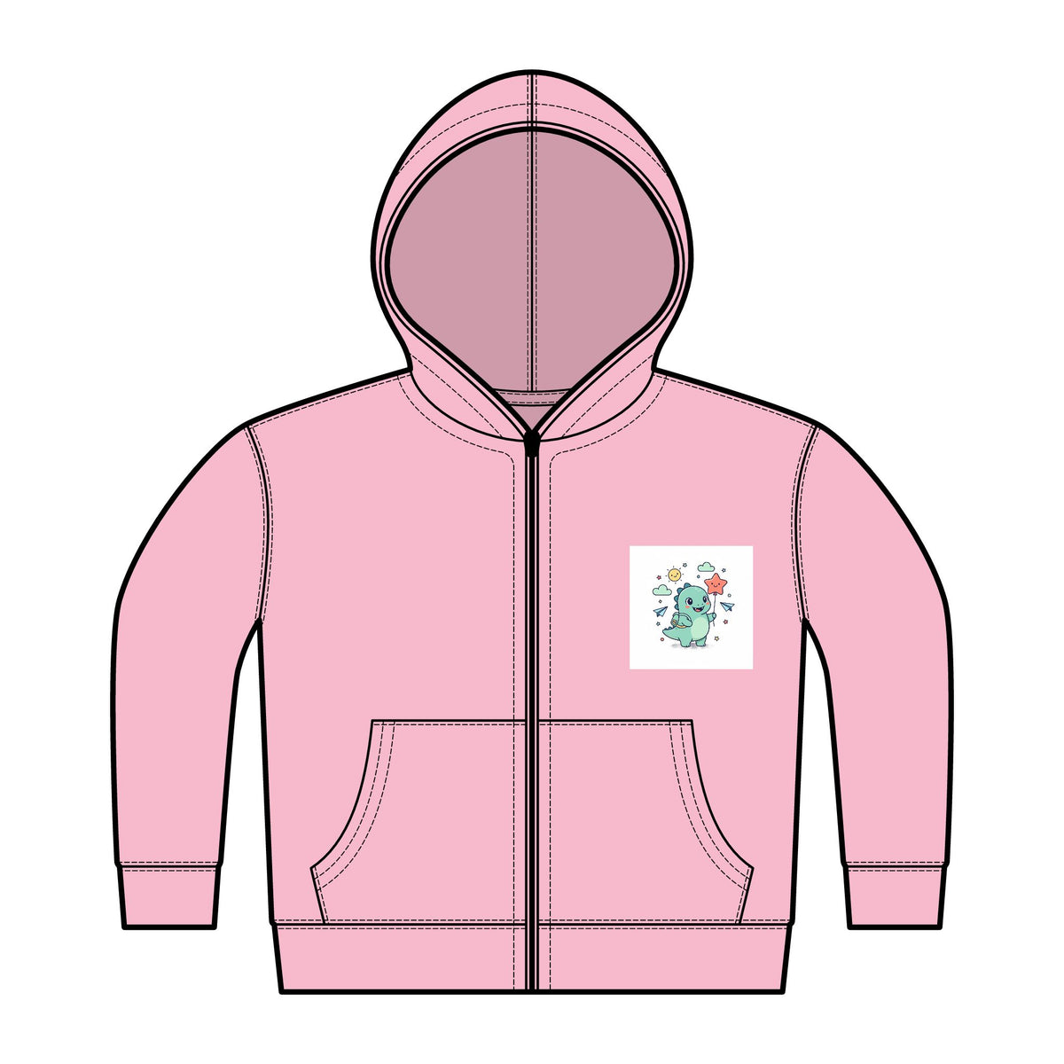 Toddler Hoodie – 'Dino Best Buddies' Full-Zip Fleece with Cute Dinosaur Graphic