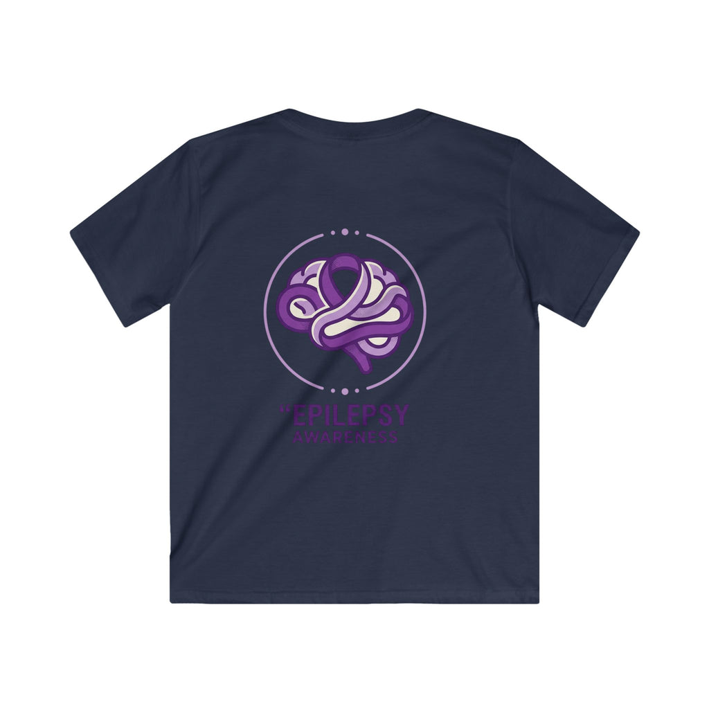 Epilepsy Awareness Kids T‑Shirt — Purple Brain Ribbon Support Tee