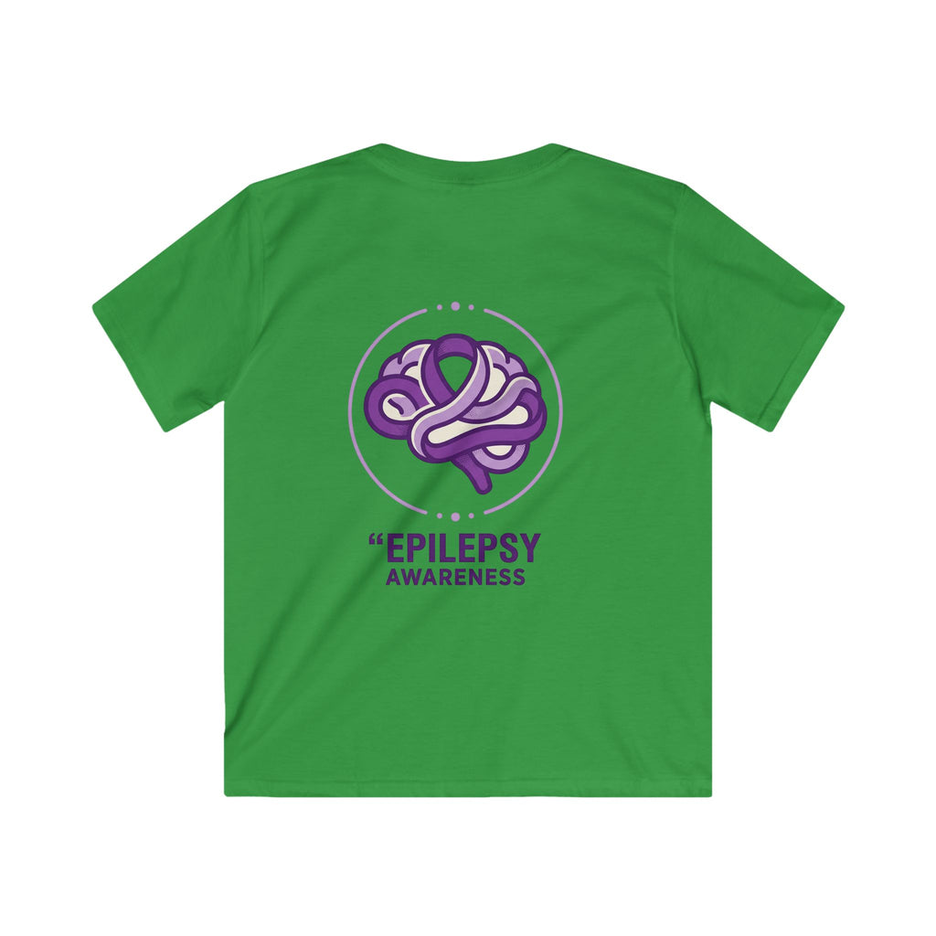 Epilepsy Awareness Kids T‑Shirt — Purple Brain Ribbon Support Tee