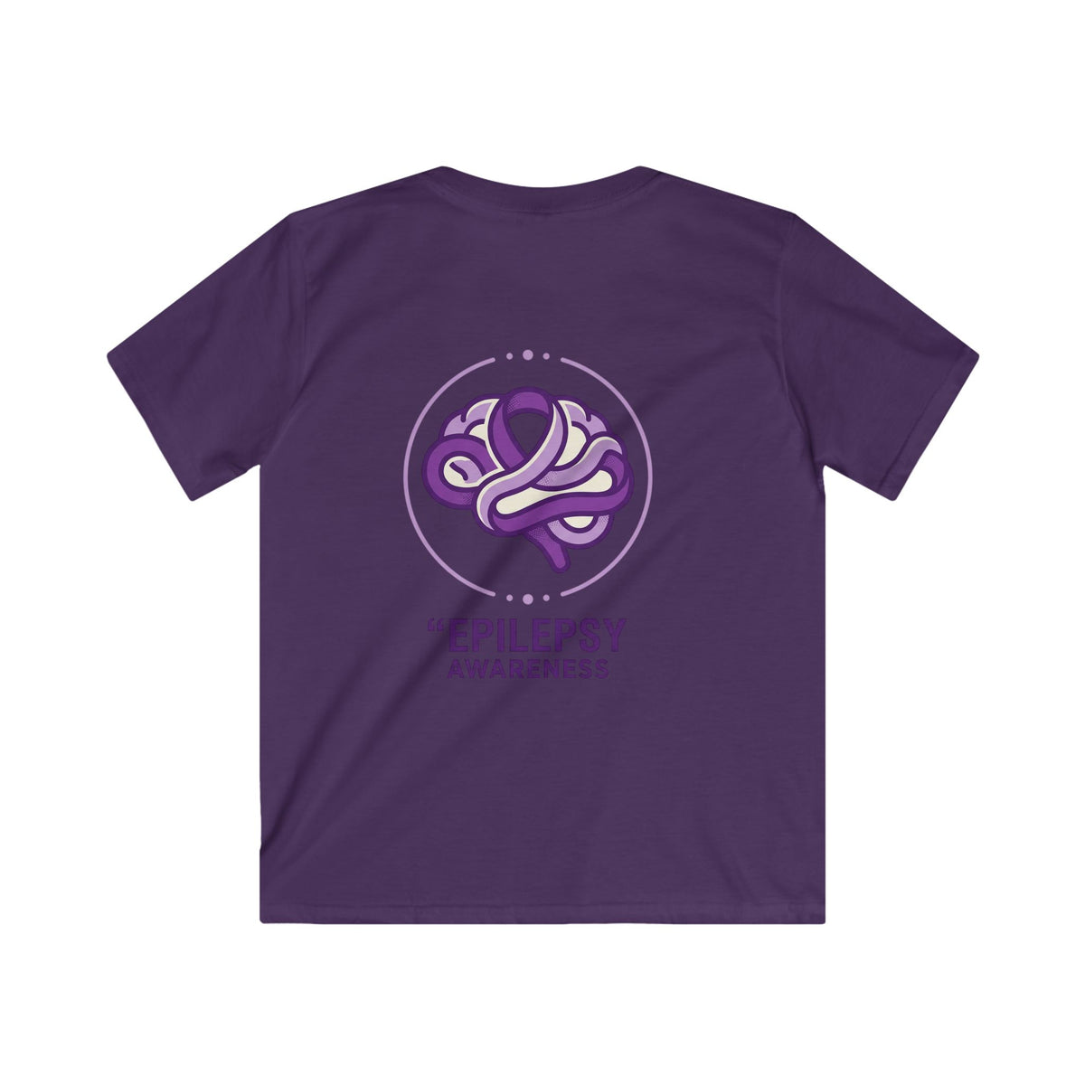 Epilepsy Awareness Kids T‑Shirt — Purple Brain Ribbon Support Tee