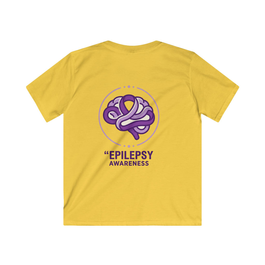 Epilepsy Awareness Kids T‑Shirt — Purple Brain Ribbon Support Tee