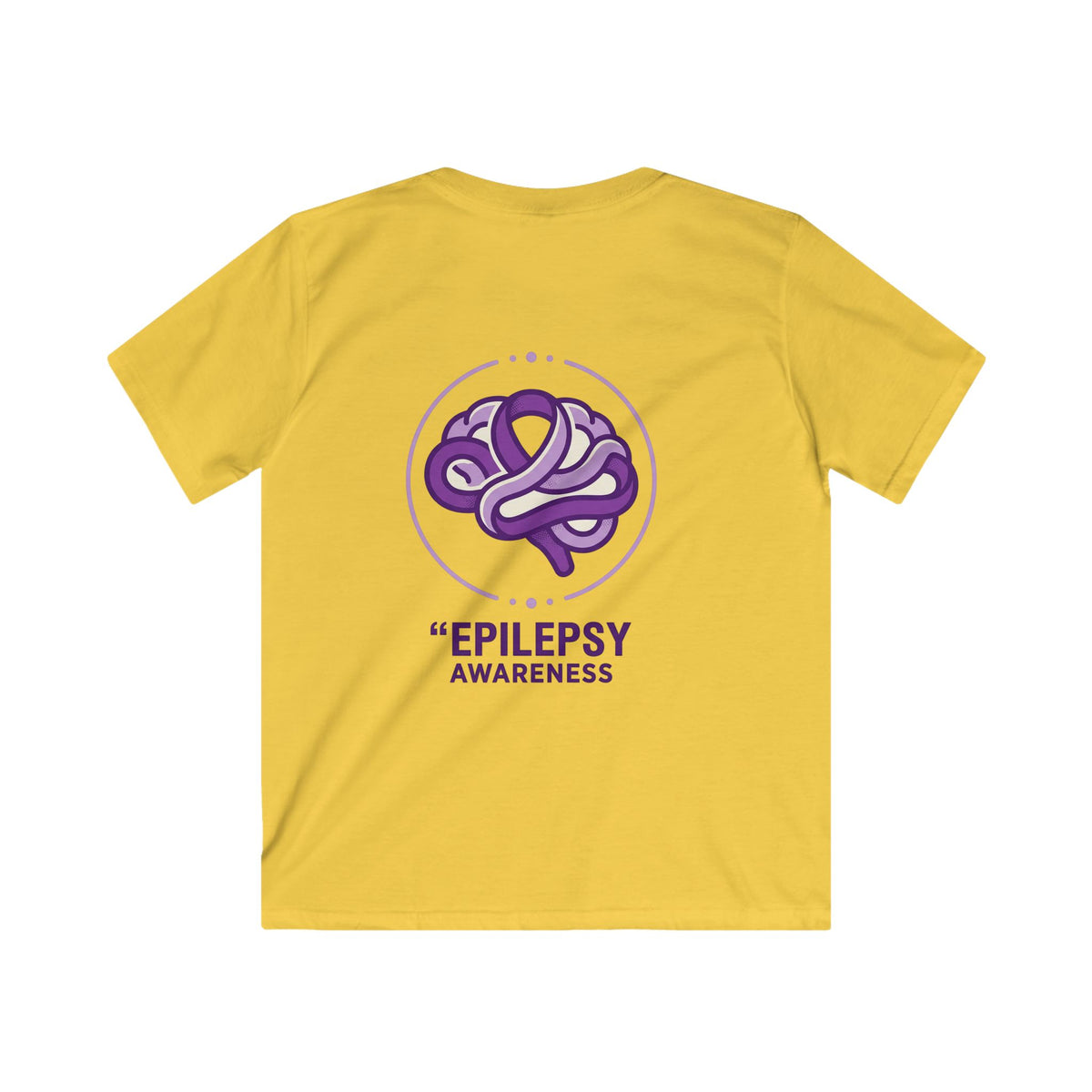 Epilepsy Awareness Kids T‑Shirt — Purple Brain Ribbon Support Tee