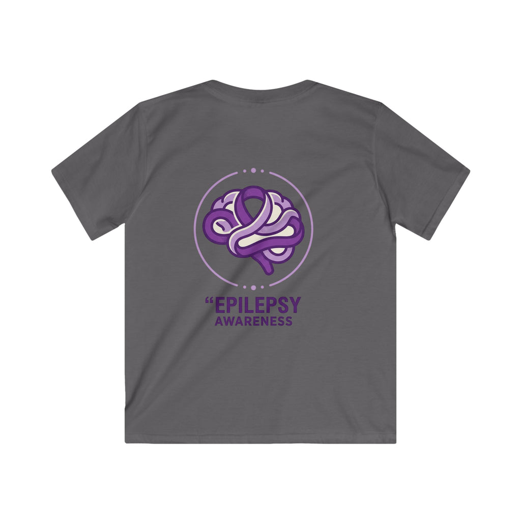 Epilepsy Awareness Kids T‑Shirt — Purple Brain Ribbon Support Tee