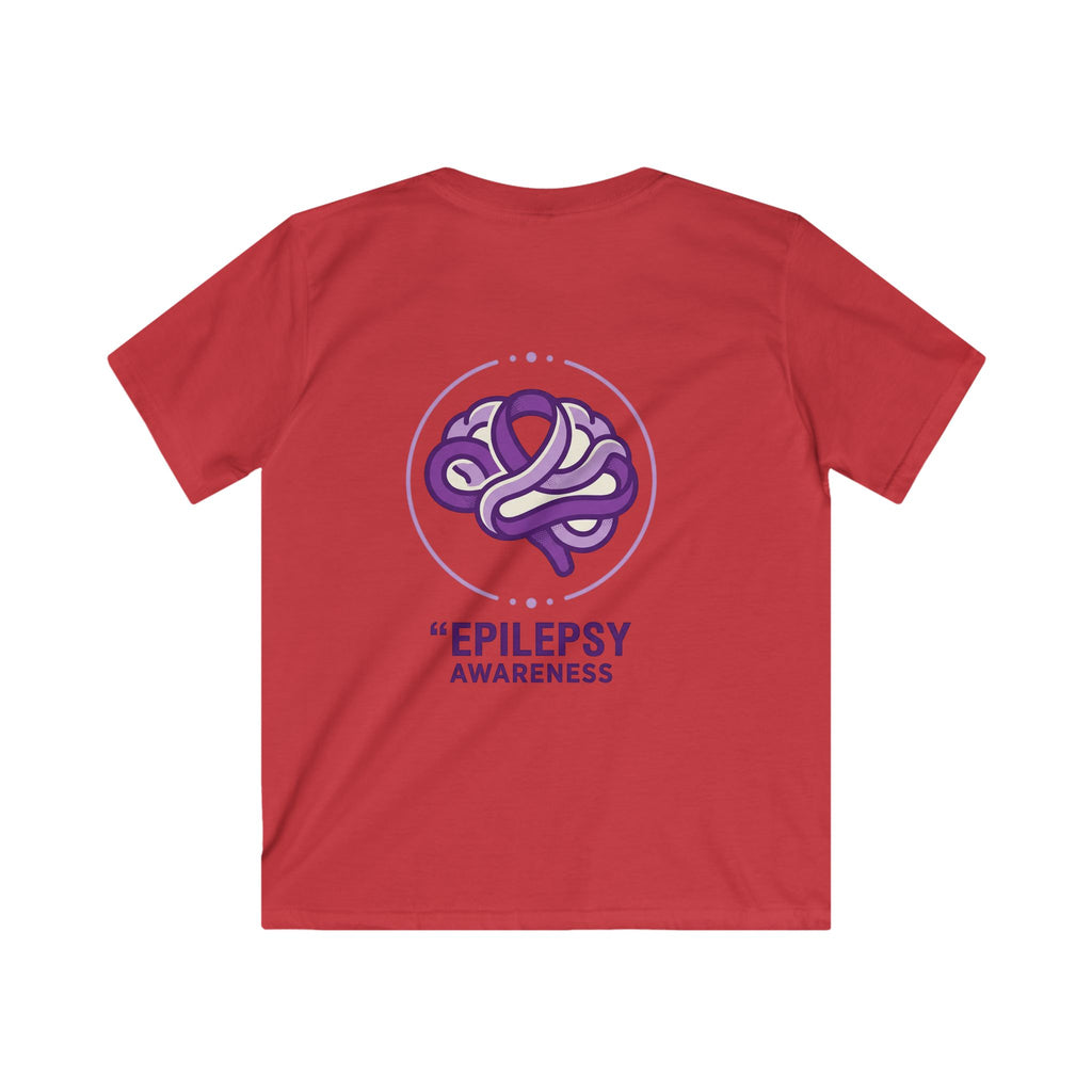 Epilepsy Awareness Kids T‑Shirt — Purple Brain Ribbon Support Tee