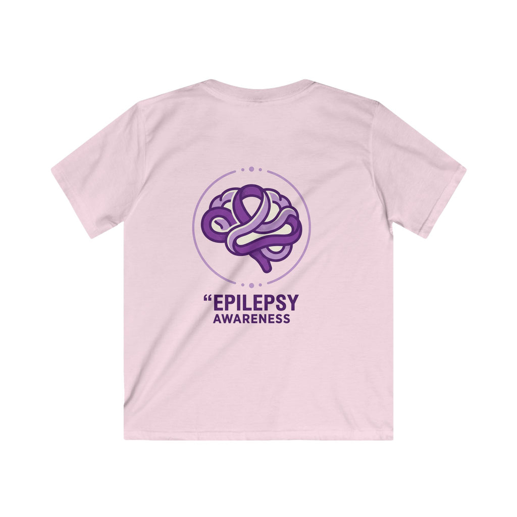 Epilepsy Awareness Kids T‑Shirt — Purple Brain Ribbon Support Tee