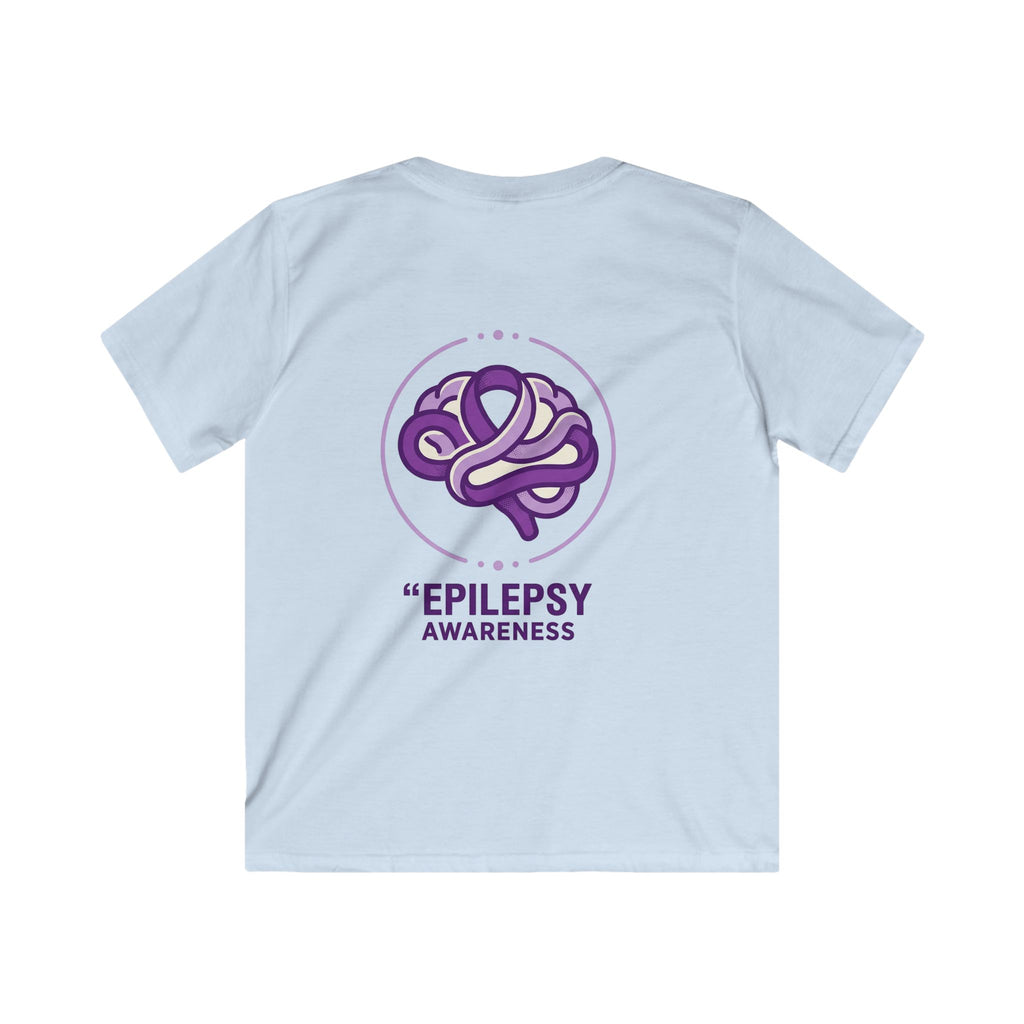 Epilepsy Awareness Kids T‑Shirt — Purple Brain Ribbon Support Tee