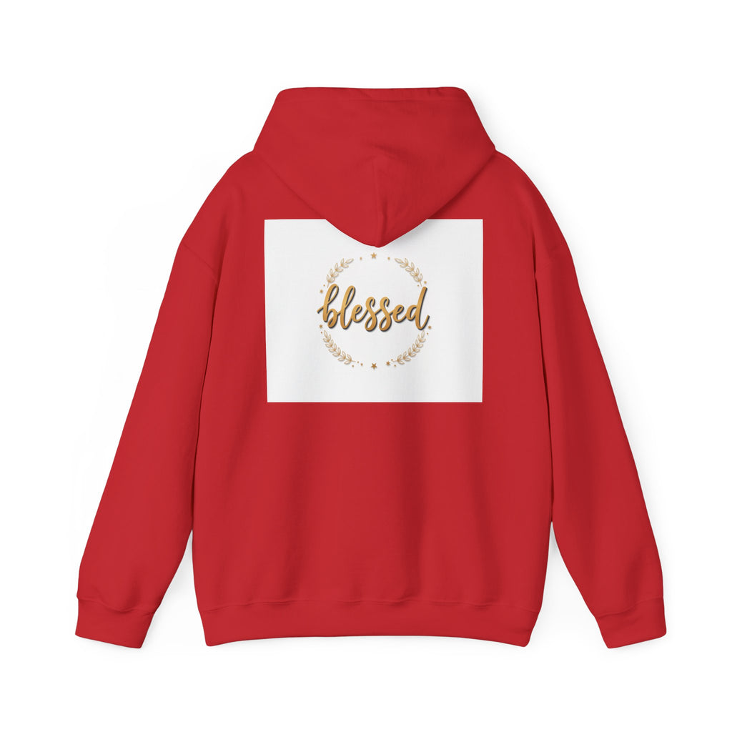 Blessed Hoodie — Gold Script Wreath Comfort Pullover