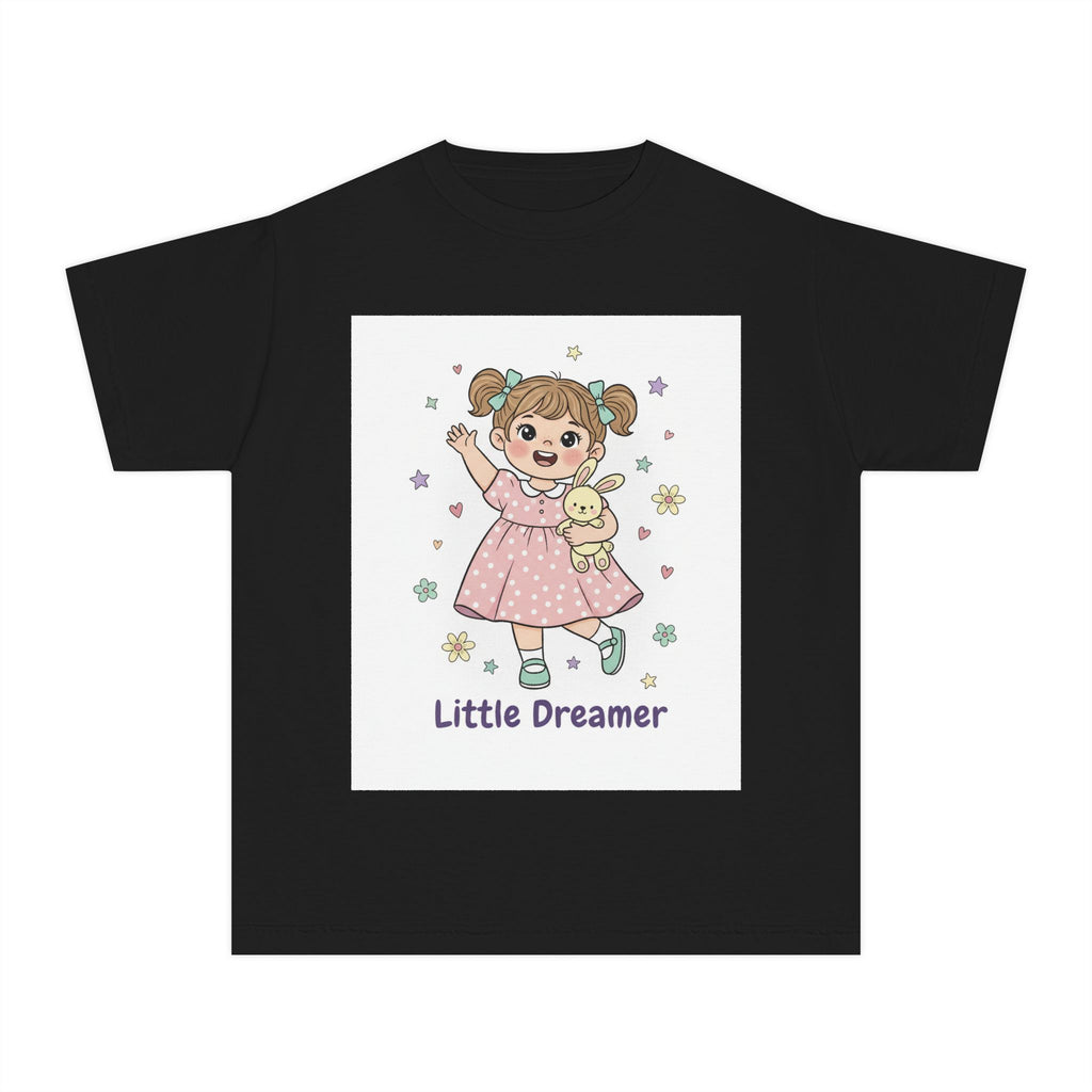 Little Dreamer Kids Tee — Cute Girl with Teddy Graphic