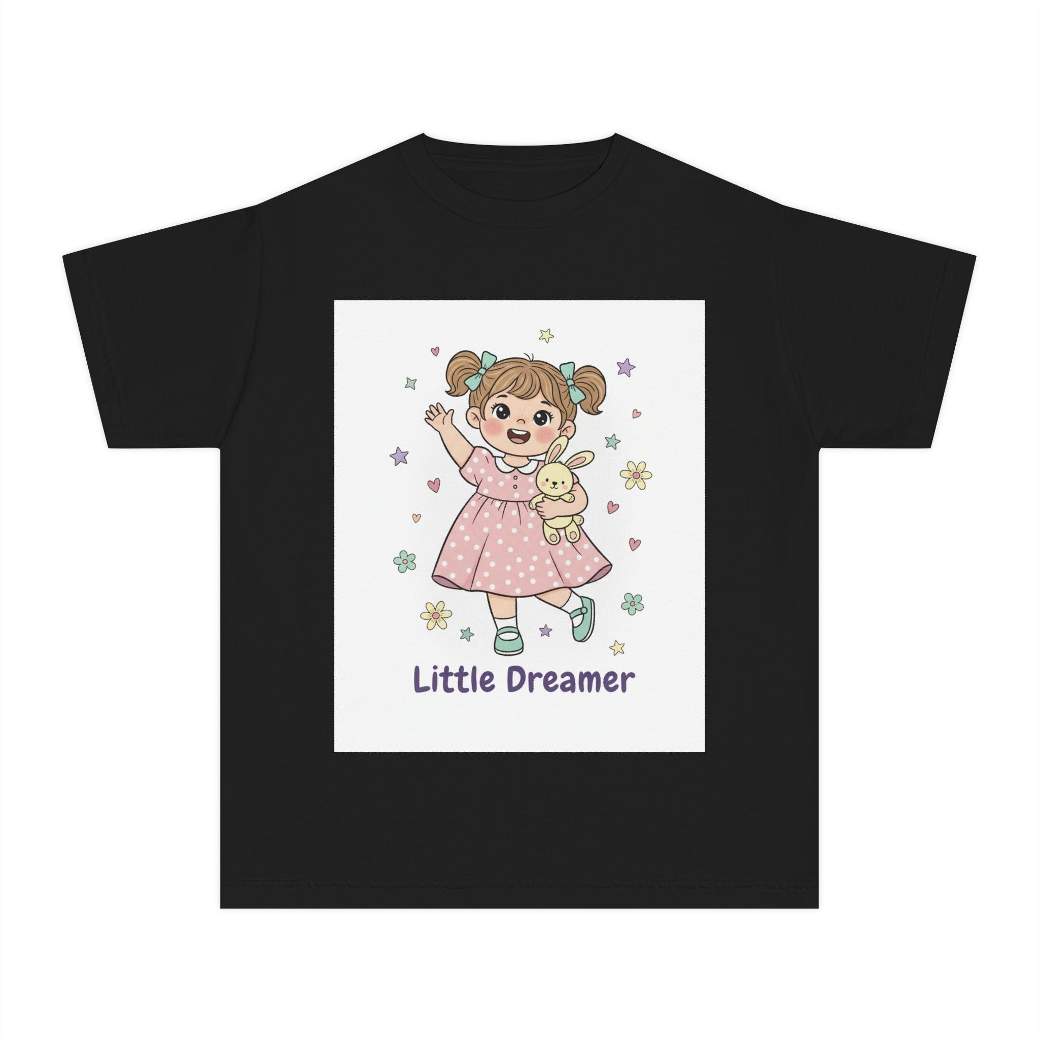 Little Dreamer Kids Tee — Cute Girl with Teddy Graphic