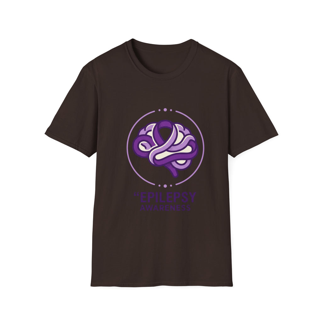 Epilepsy Awareness T-Shirt — Purple Ribbon Brain Design