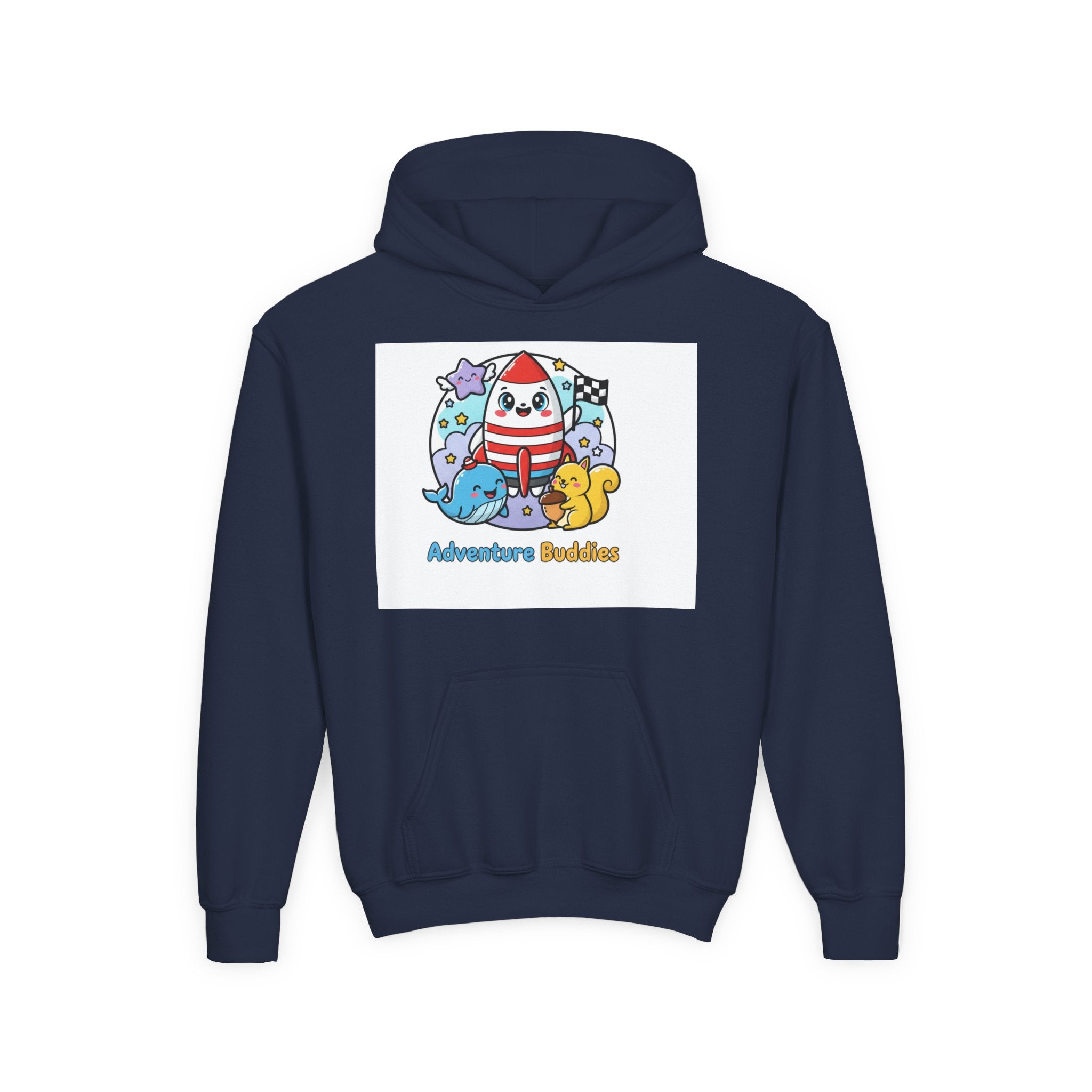 Adventure Buddies Youth Hoodie — Cute Rocket & Sea Creatures Kids Sweatshirt