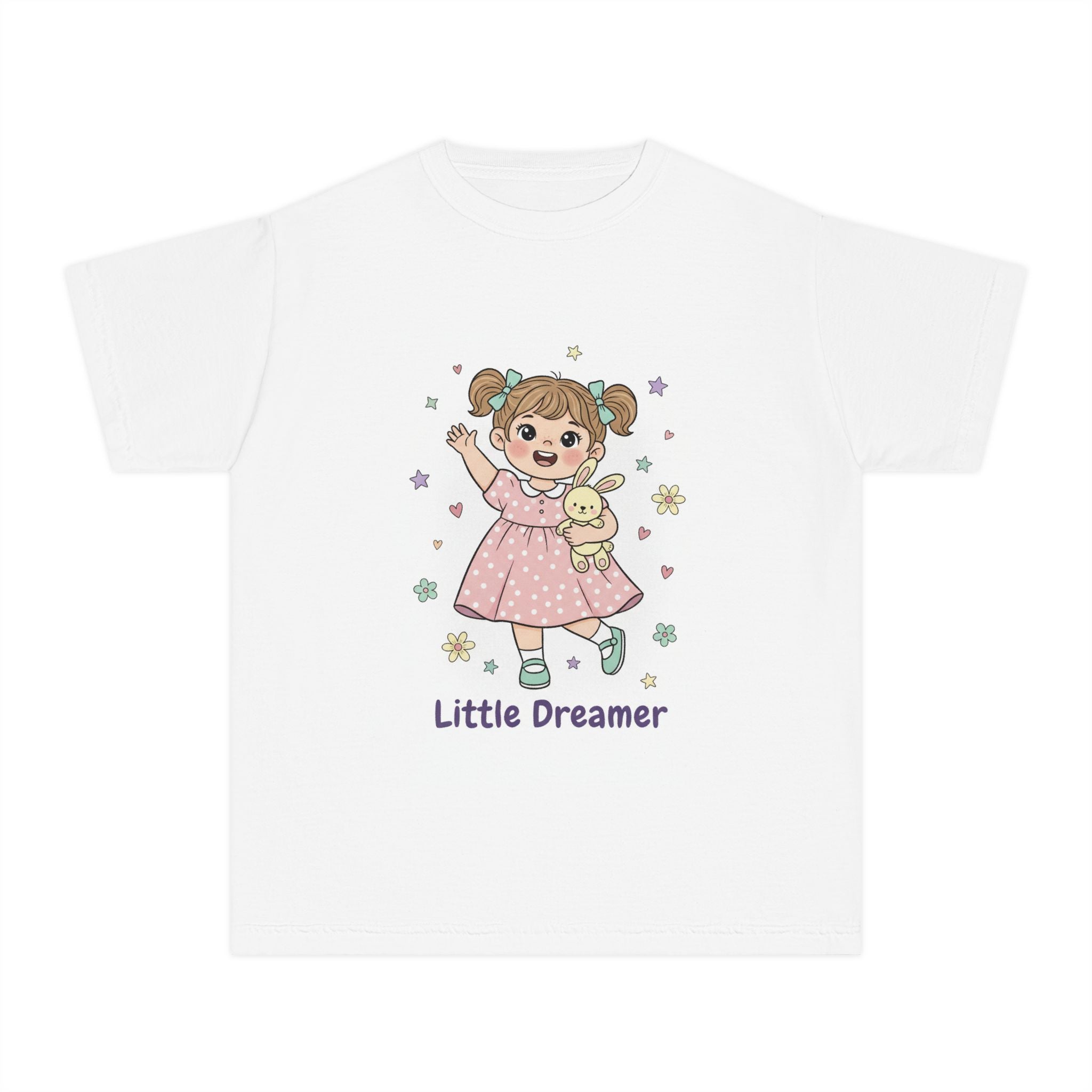 Little Dreamer Kids Tee — Cute Girl with Teddy Graphic