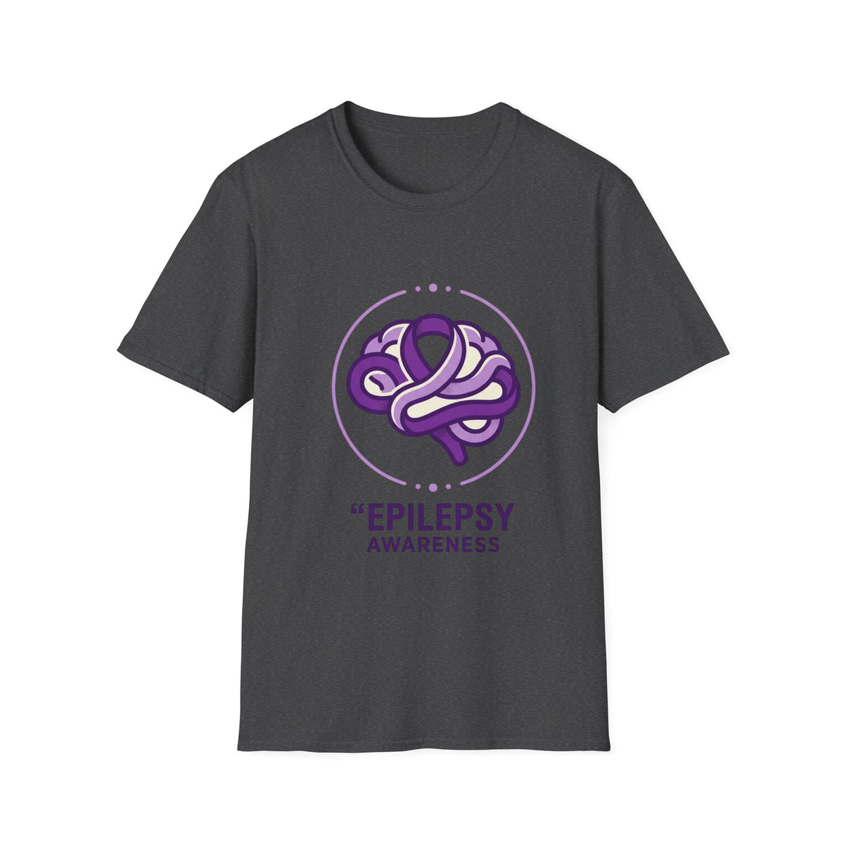 Epilepsy Awareness T-Shirt — Purple Ribbon Brain Design