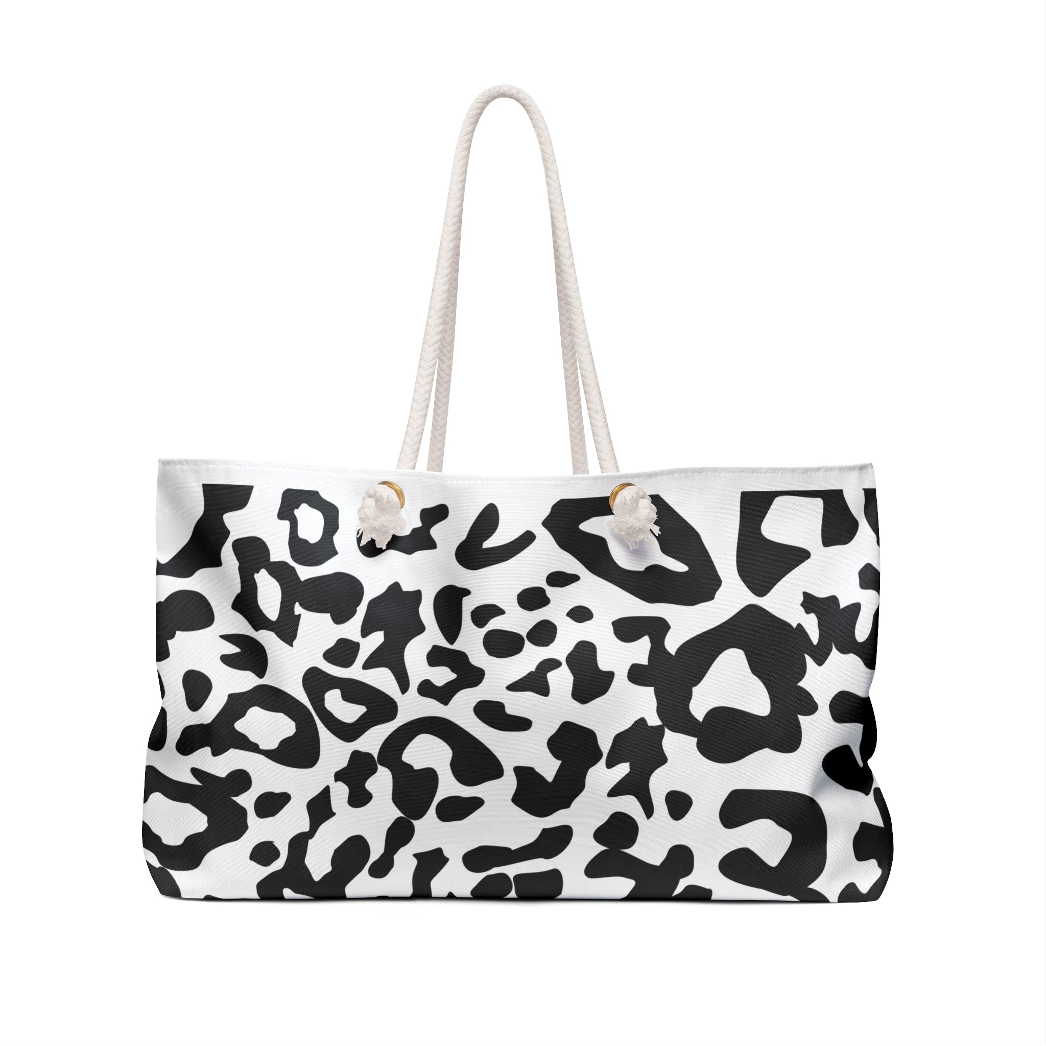 Black & White Leopard Print Weekender Bag — Large Travel Tote
