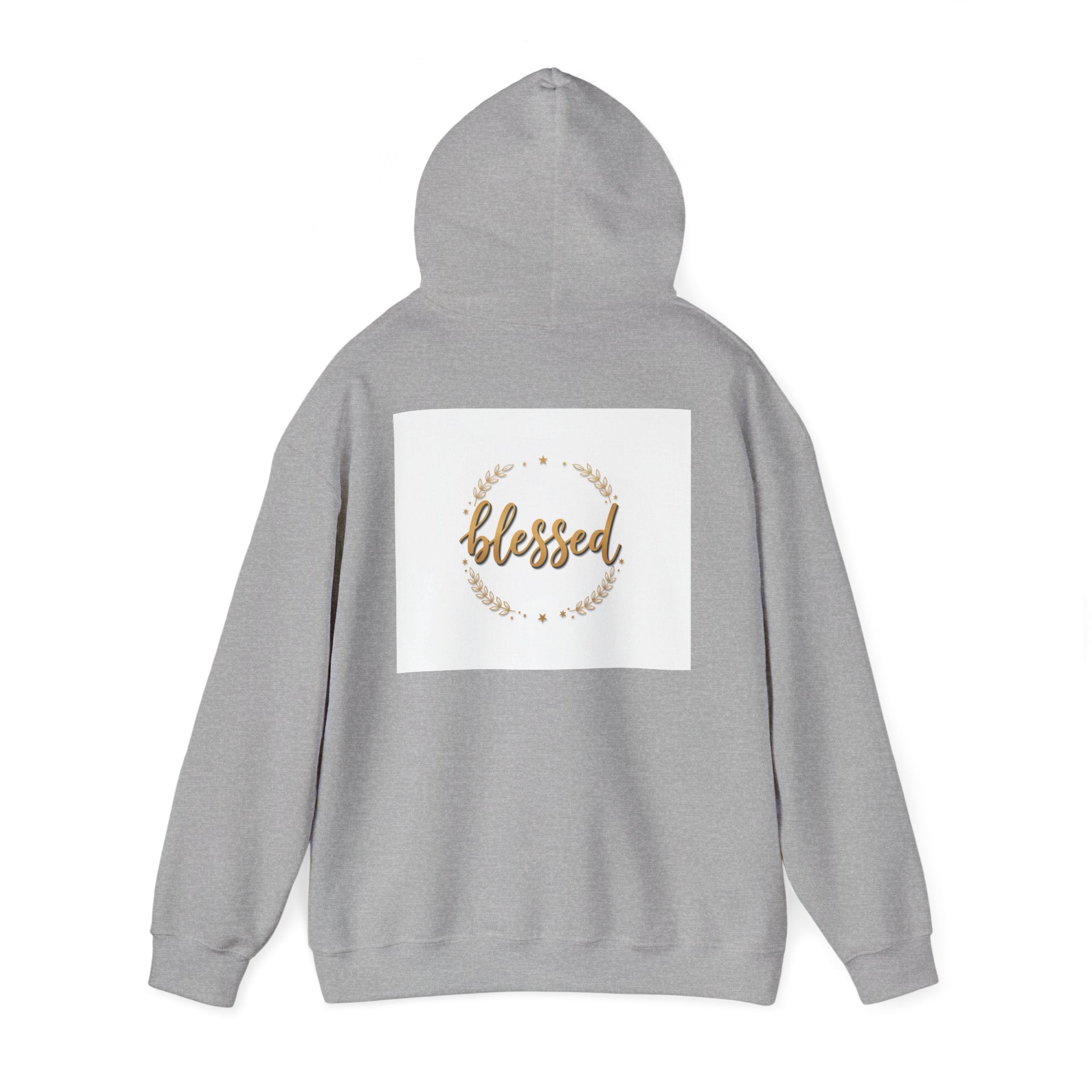 Blessed Hoodie — Gold Script Wreath Comfort Pullover