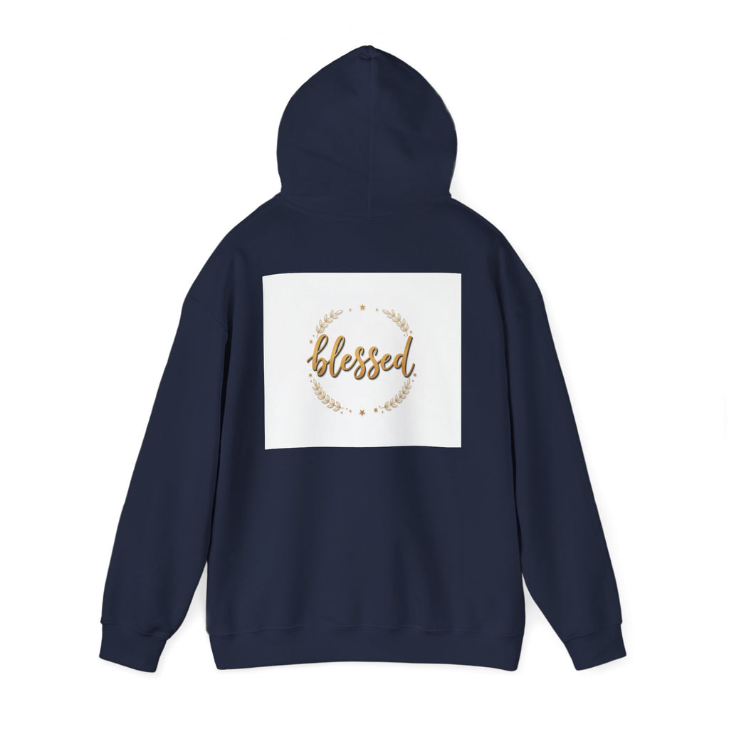 Blessed Hoodie — Gold Script Wreath Comfort Pullover