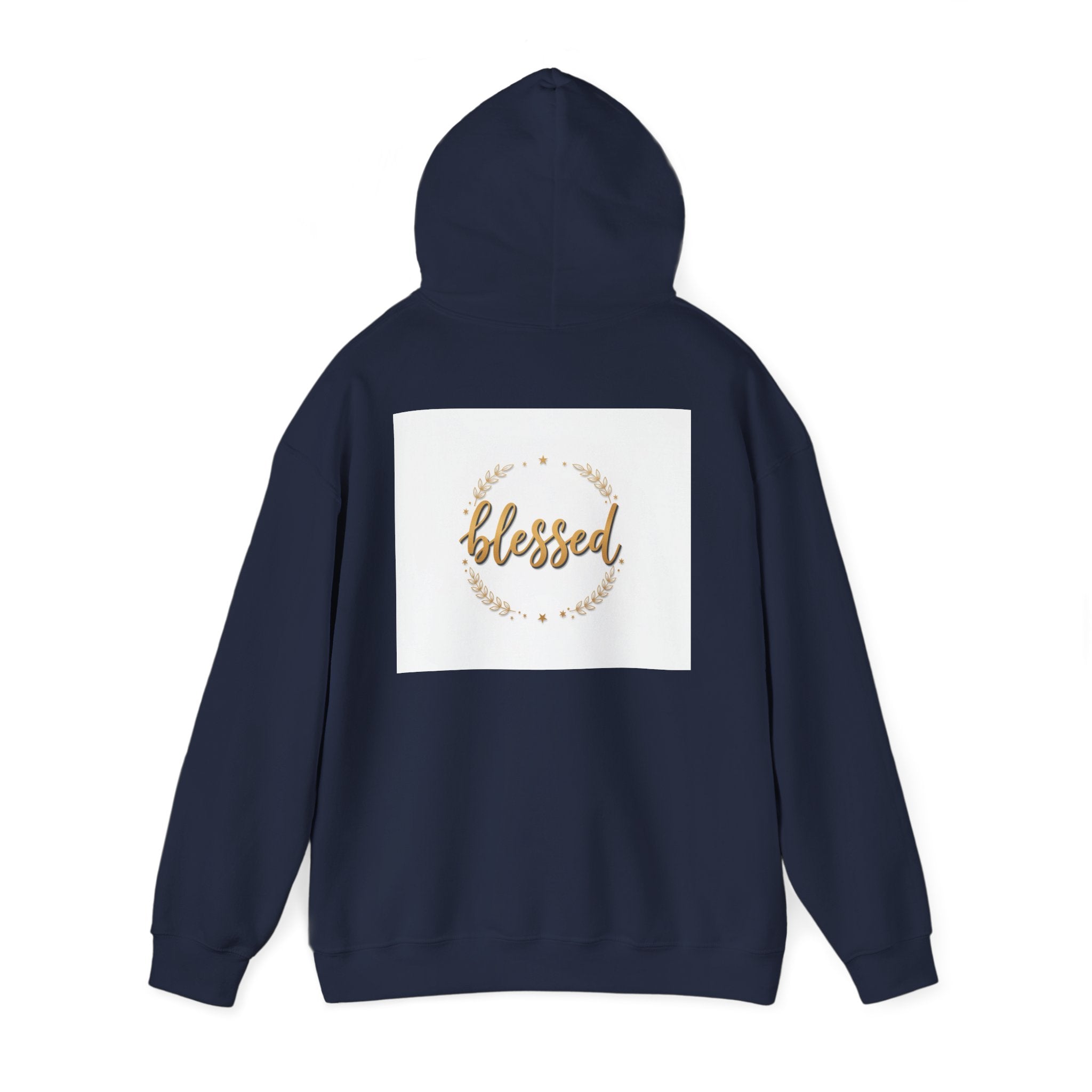 Blessed Hoodie — Gold Script Wreath Comfort Pullover
