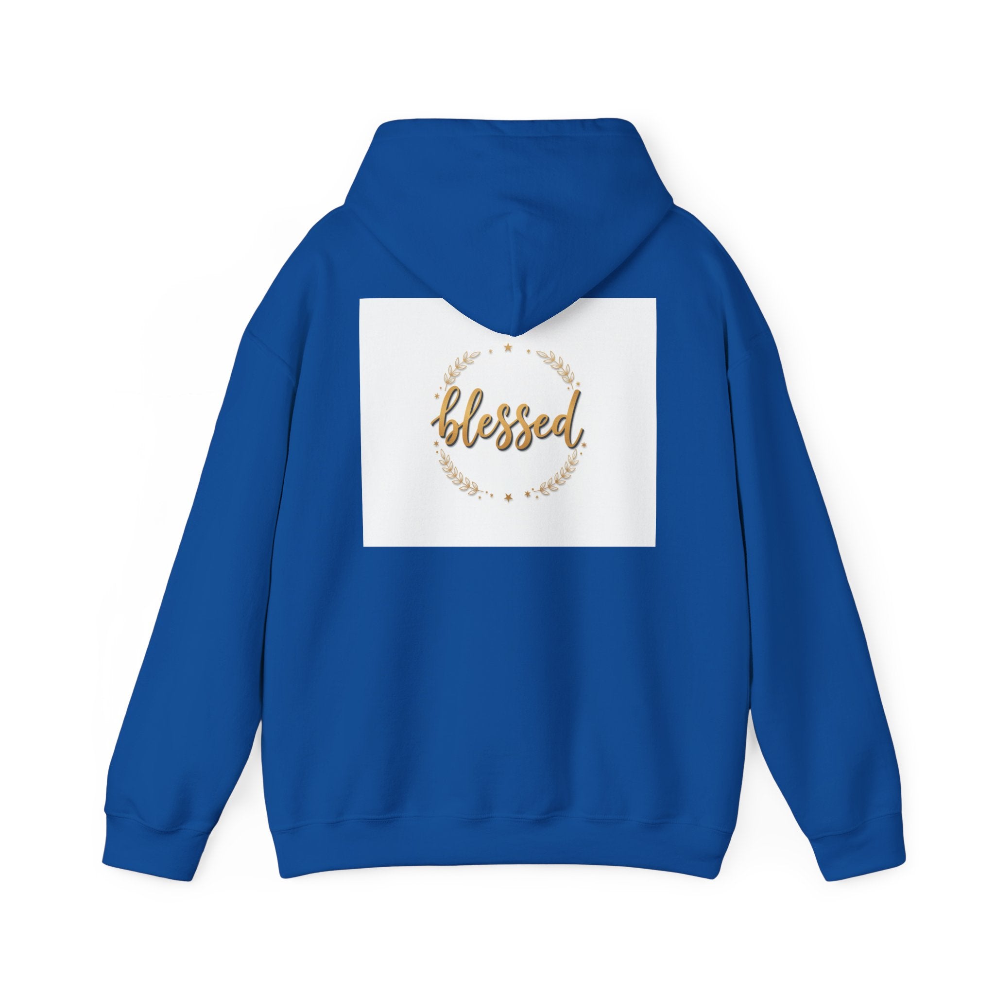 Blessed Hoodie — Gold Script Wreath Comfort Pullover