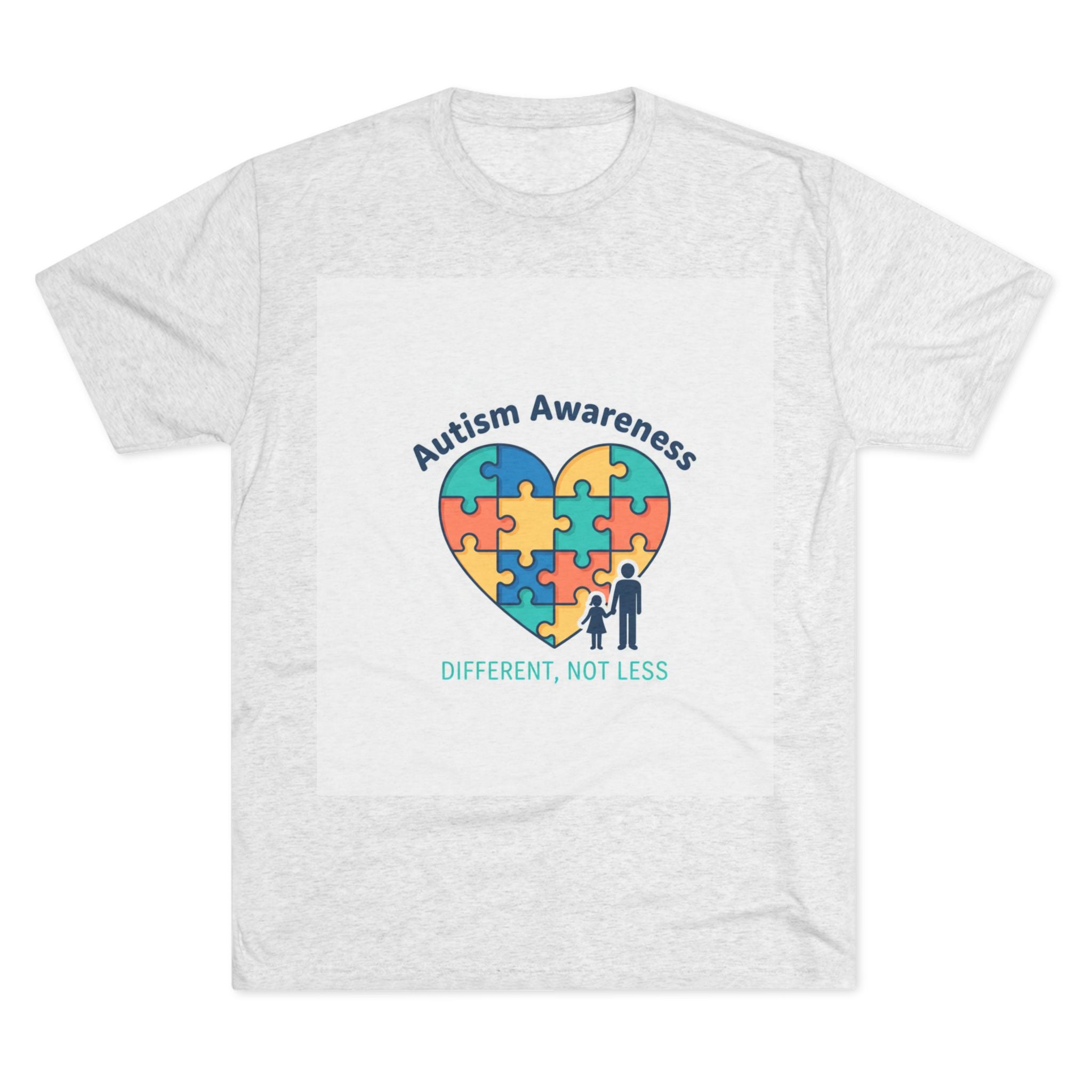 Autism Awareness Heart Puzzle T-Shirt — "Different, Not Less"