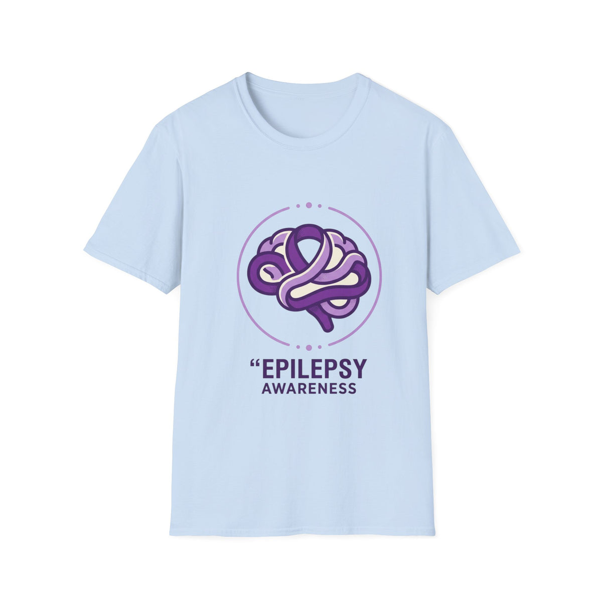 Epilepsy Awareness T-Shirt — Purple Ribbon Brain Design