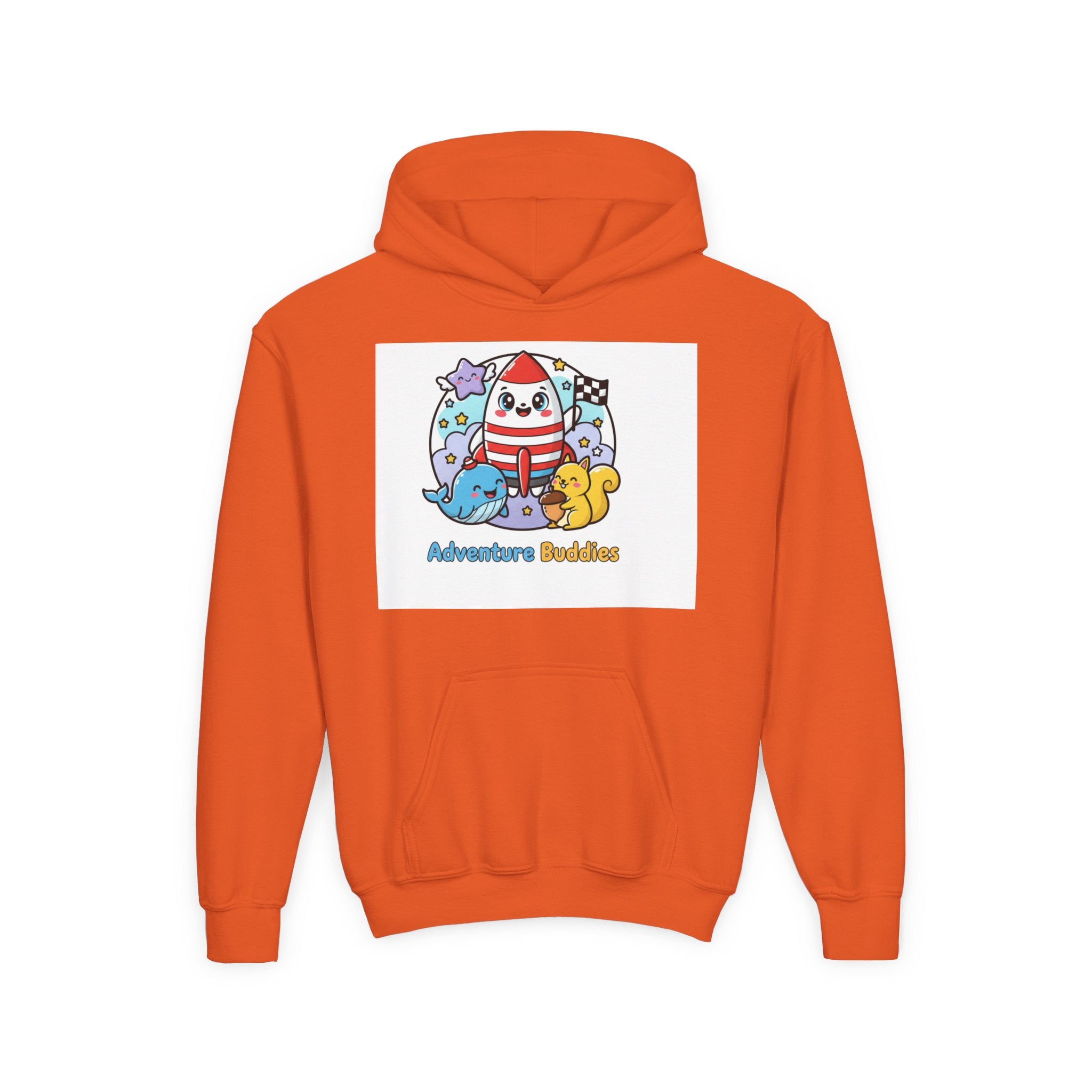 Adventure Buddies Youth Hoodie — Cute Rocket & Sea Creatures Kids Sweatshirt