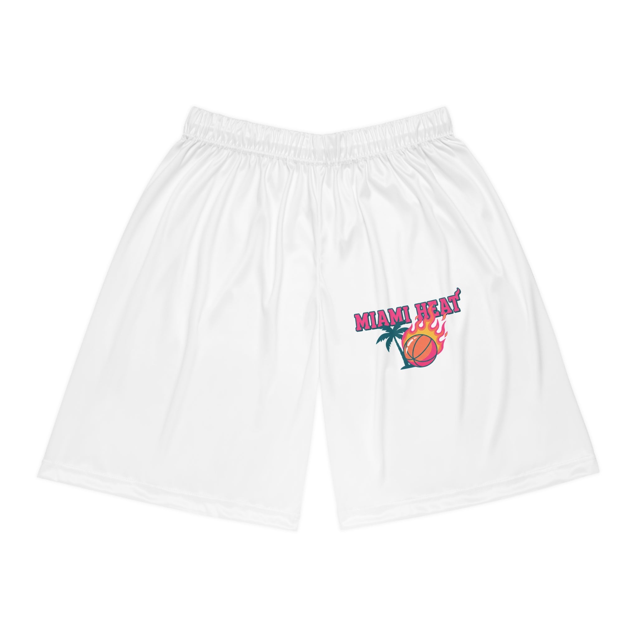 Miami Heat Basketball Shorts – Retro Palm Logo Athletic AOP Shorts