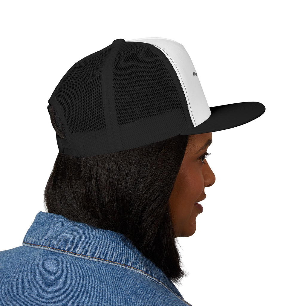 Embroidered Trucker Cap — Minimal Text Mesh Snapback