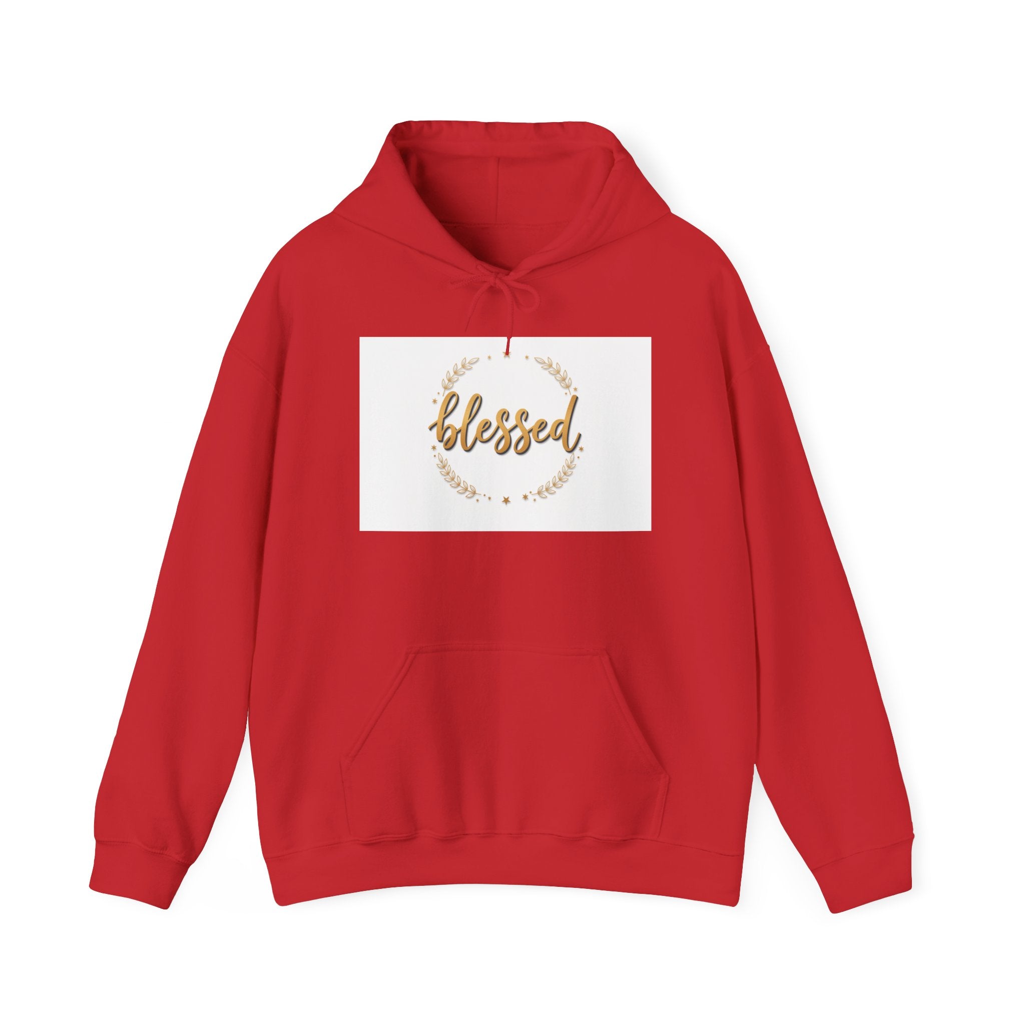 Blessed Hoodie — Gold Script Wreath Comfort Pullover