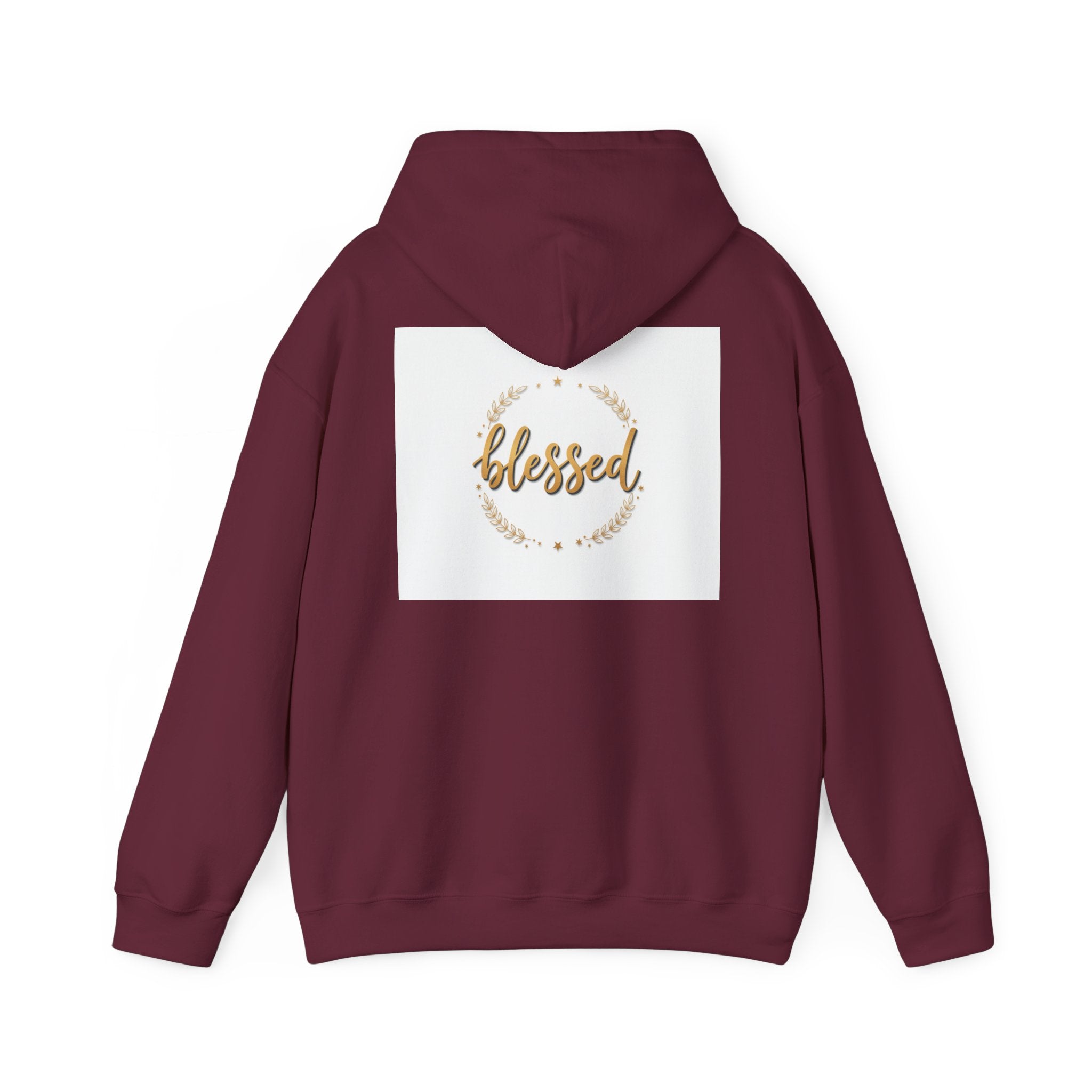 Blessed Hoodie — Gold Script Wreath Comfort Pullover