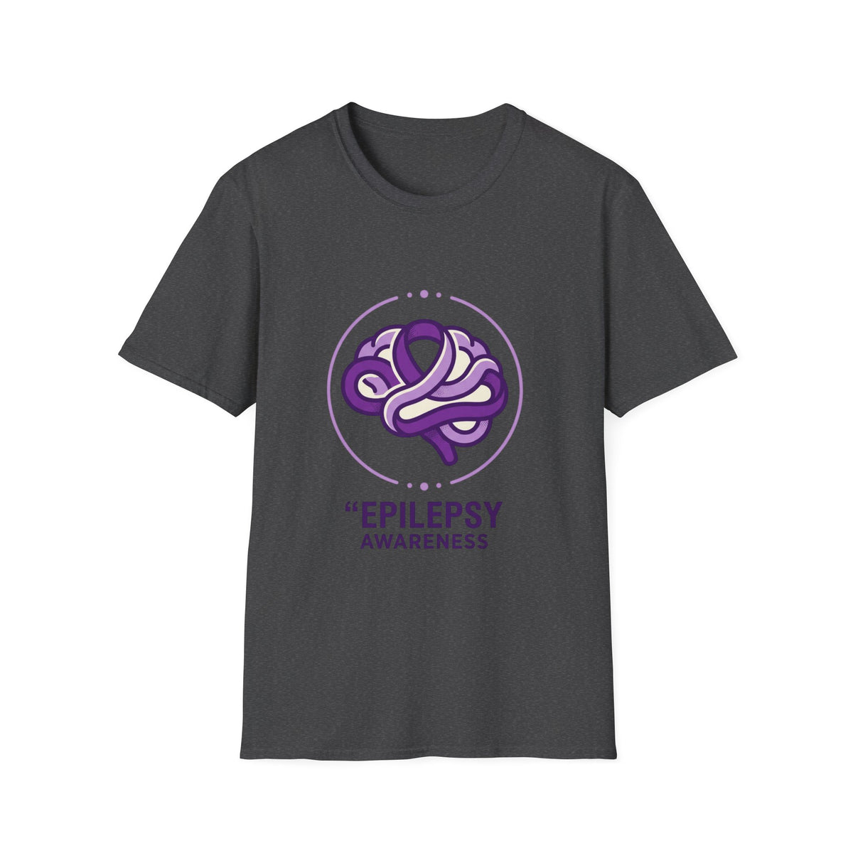 Epilepsy Awareness T-Shirt — Purple Ribbon Brain Design