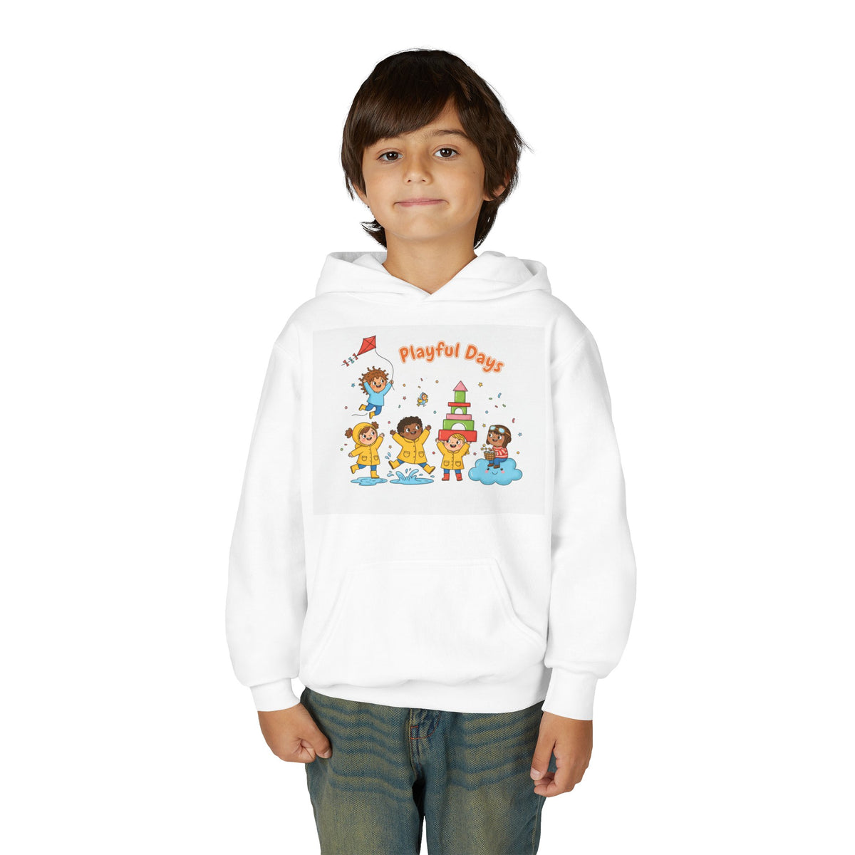 Youth Hoodie — "Playful Days" Kids Cartoon Party Graphic Hoodie