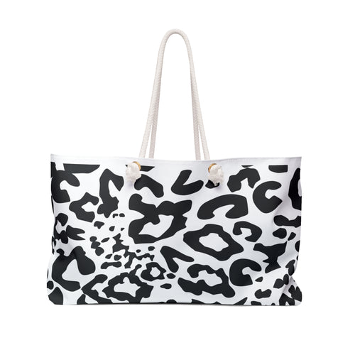 Leopard print tote bag on a white background