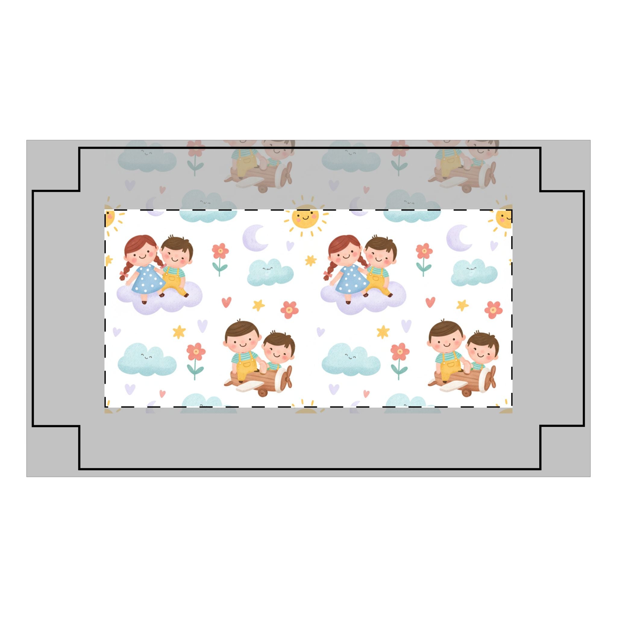 Kids Cartoon Siblings Fitted Sheet – Cute Cloud, Sun & Flower Nursery Bedding