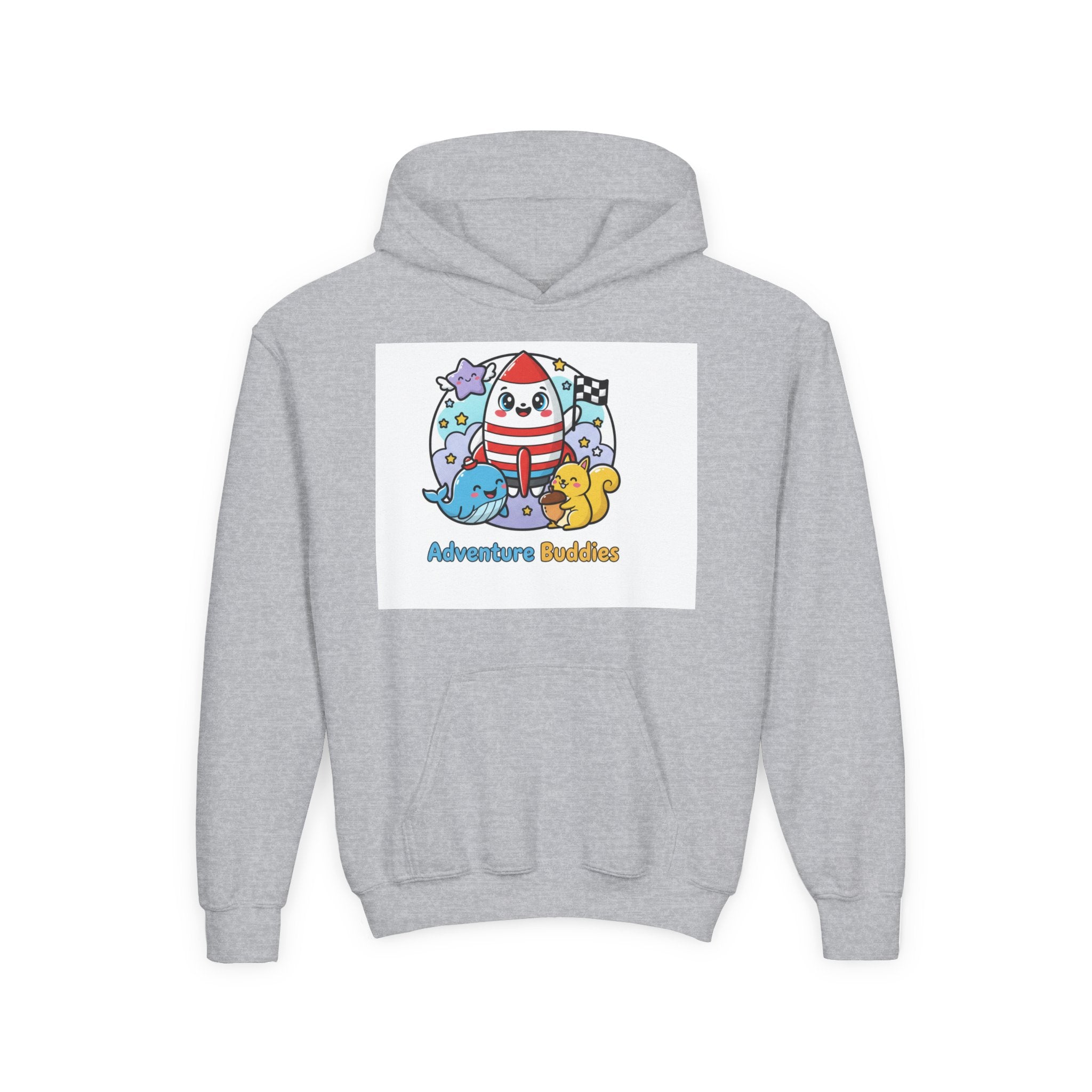 Adventure Buddies Youth Hoodie — Cute Rocket & Sea Creatures Kids Sweatshirt