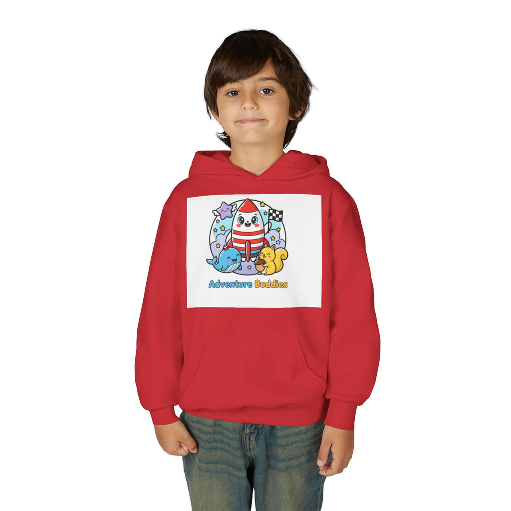 Adventure Buddies Youth Hoodie — Cute Rocket & Sea Creatures Kids Sweatshirt