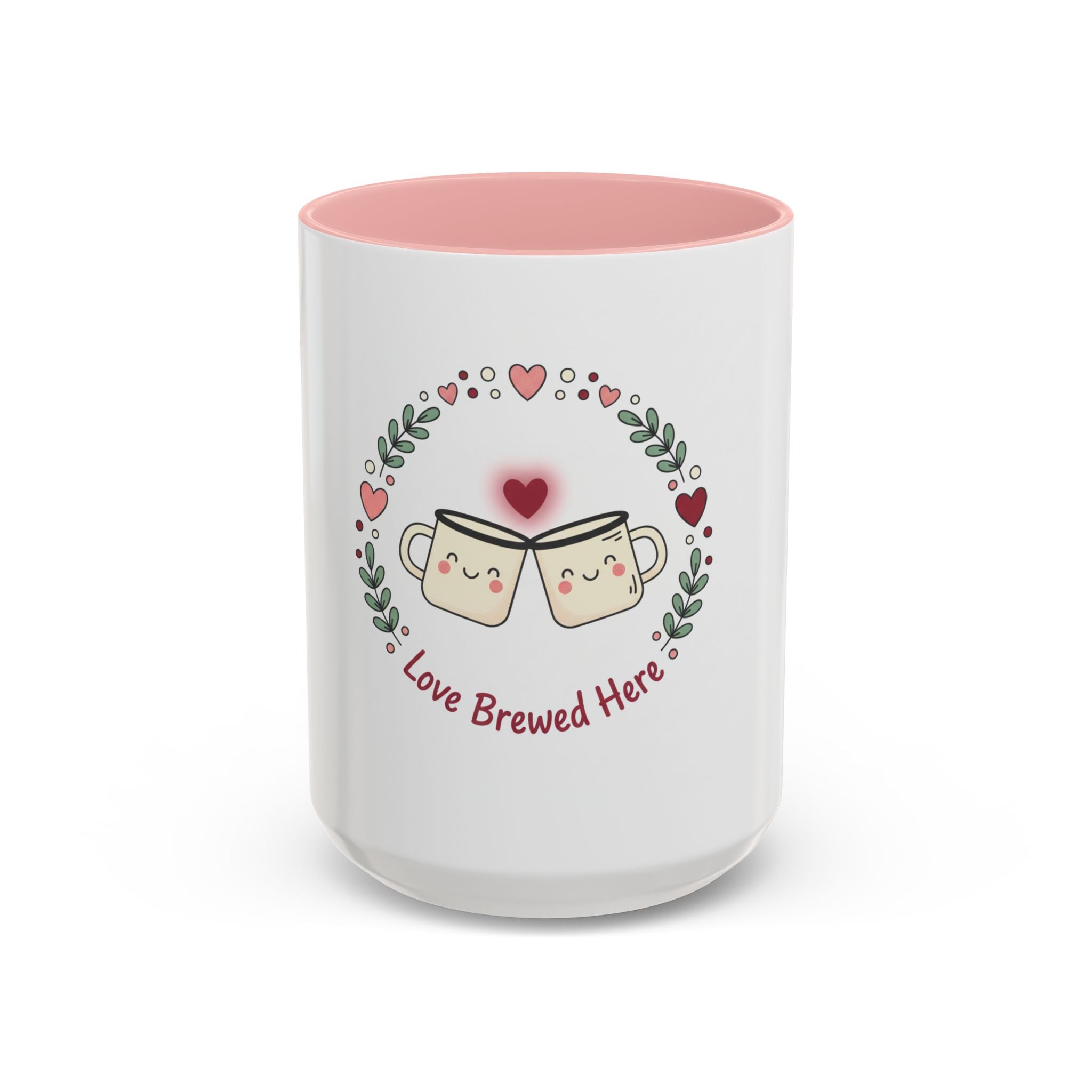 Love Brewed Here Coffee Mug — Cute Kawaii Couples Mug (11/15oz)