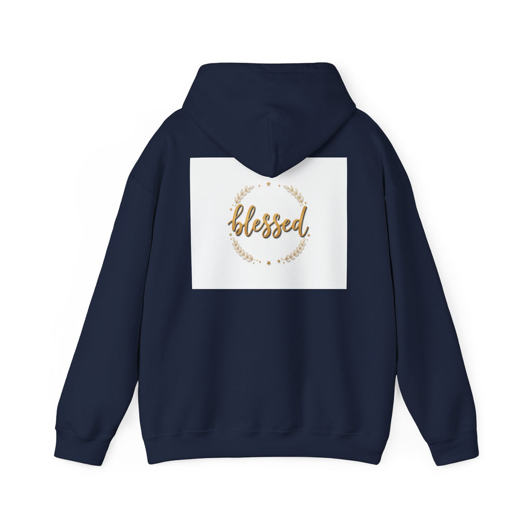 Blessed Hoodie — Gold Script Wreath Comfort Pullover
