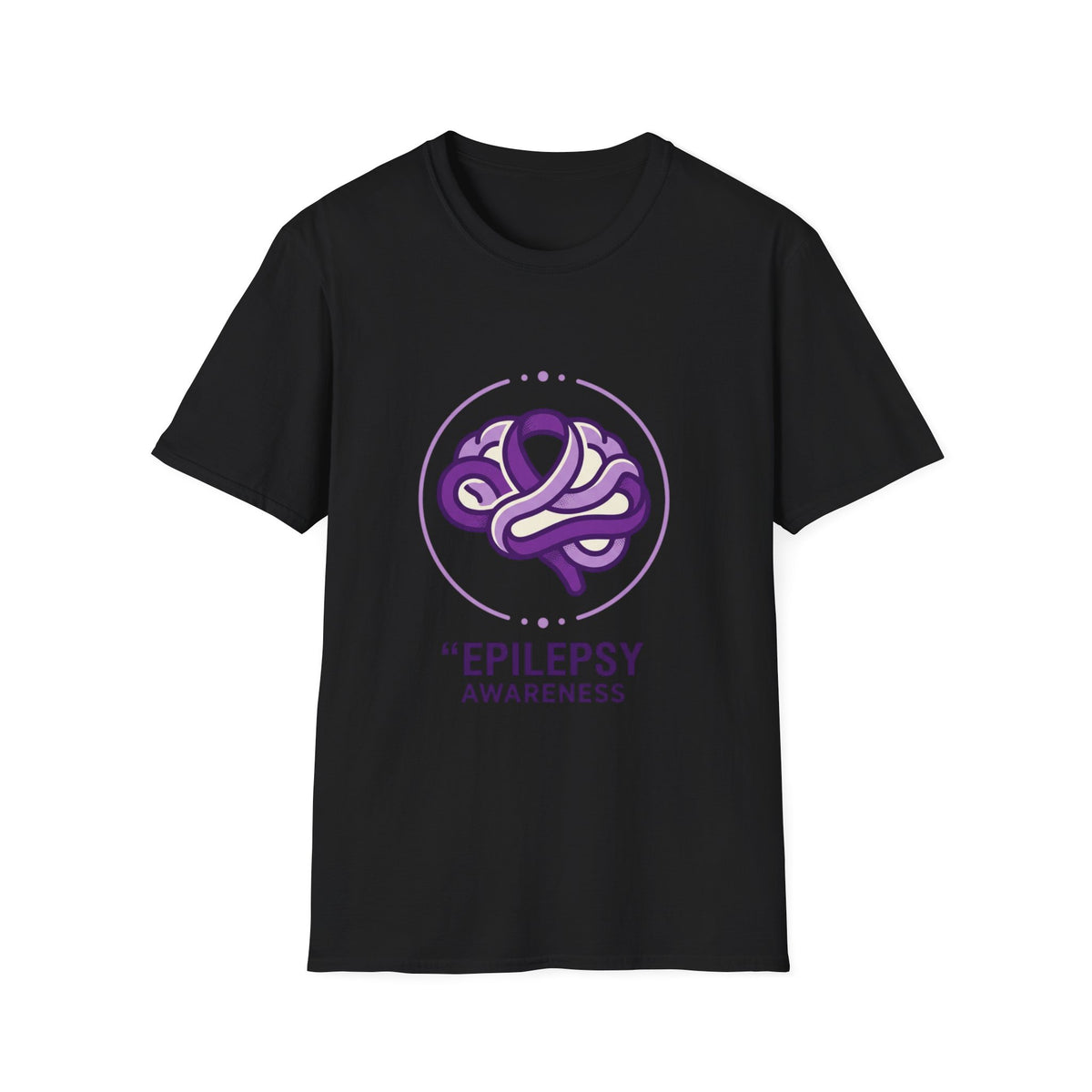 Epilepsy Awareness T-Shirt — Purple Ribbon Brain Design
