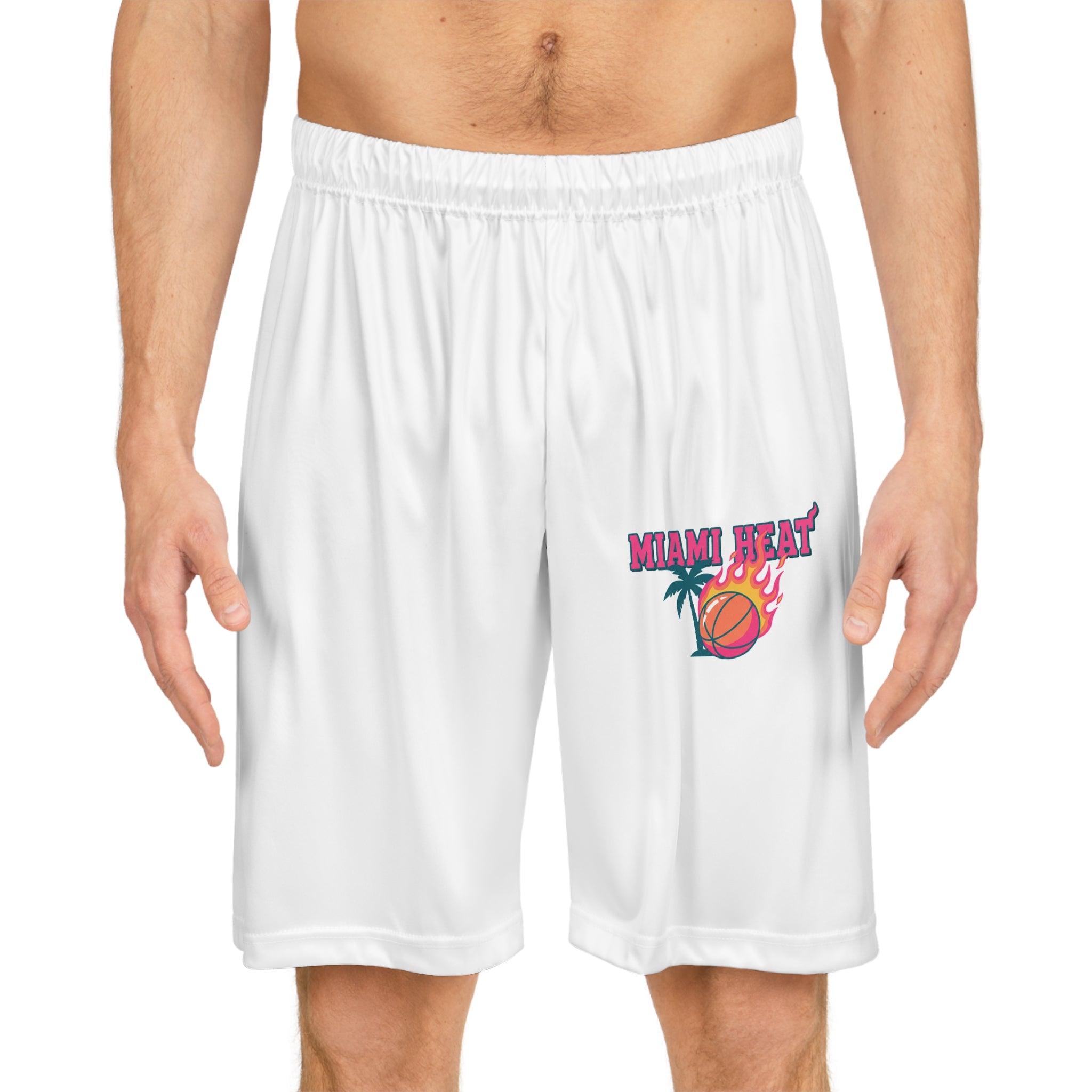 Miami Heat Basketball Shorts – Retro Palm Logo Athletic AOP Shorts